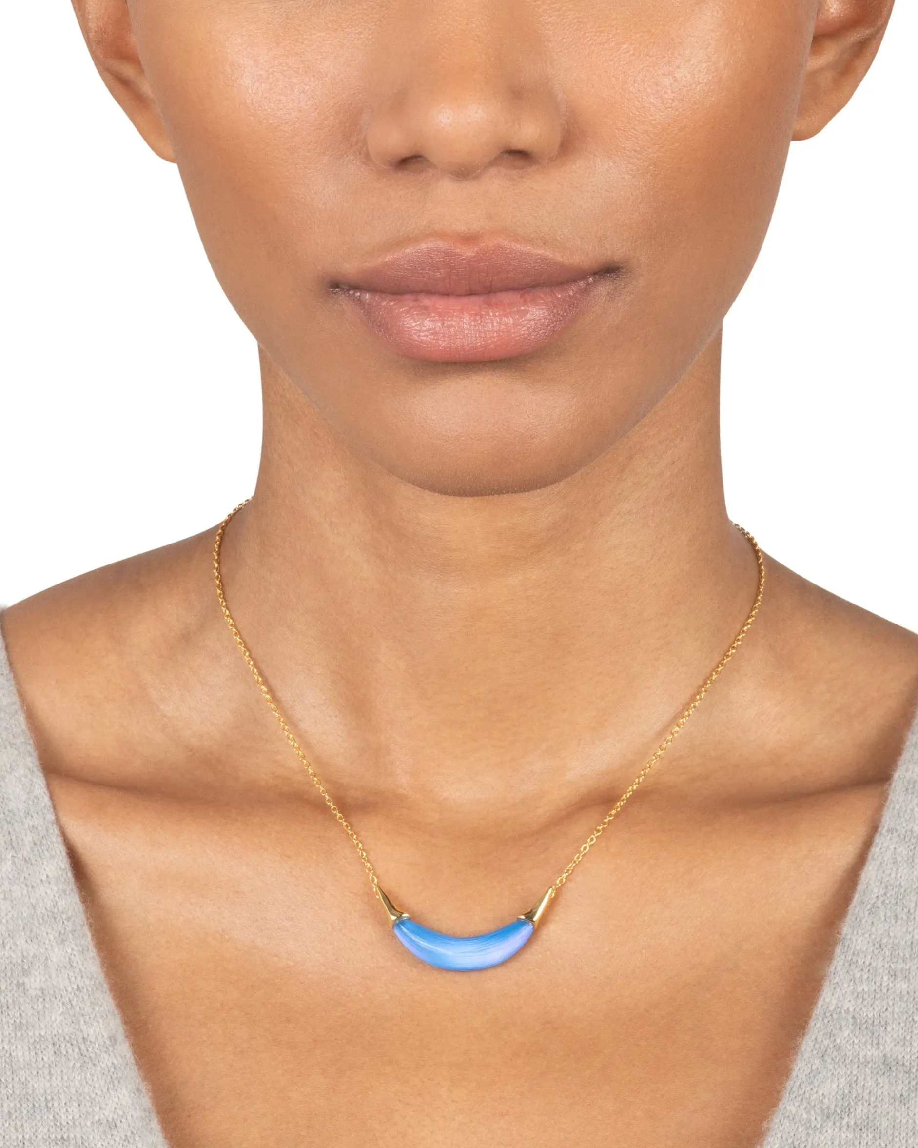 Gold Capped Crescent Lucite Necklace- Hyacinth sold by Alexis Bittar product image thumbnail 2