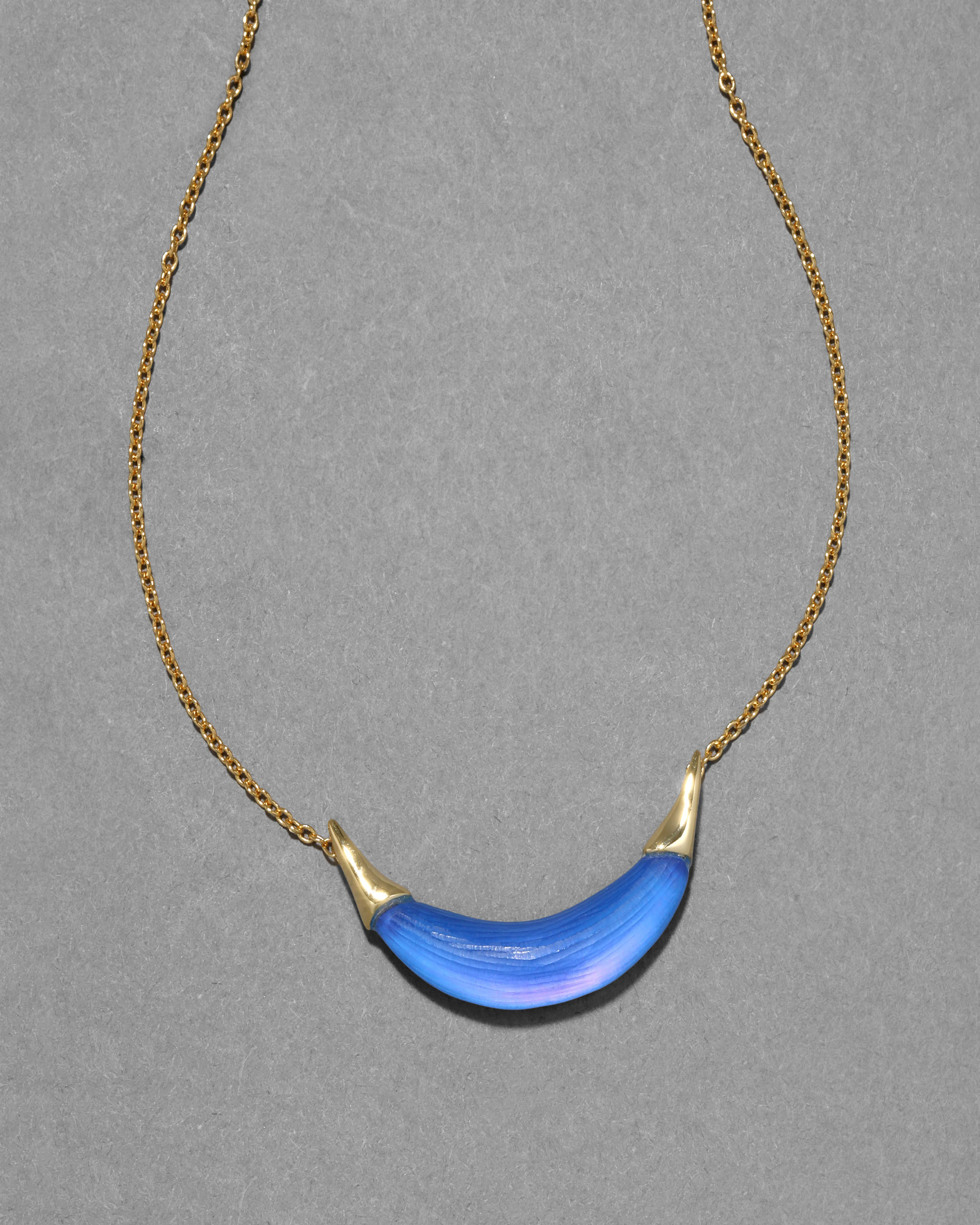 Gold Capped Crescent Lucite Necklace- Hyacinth sold by Alexis Bittar