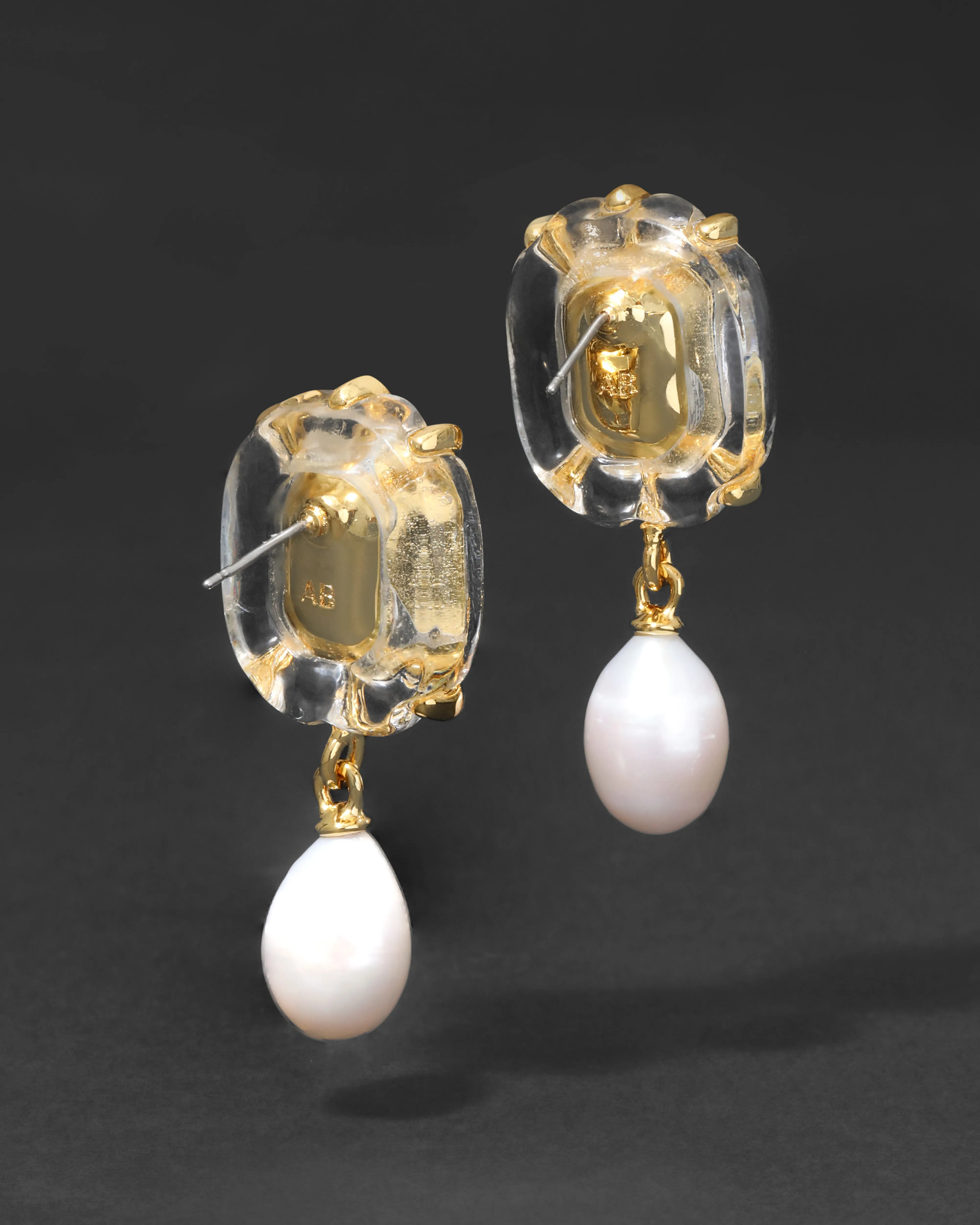 Liquid Lucite Jeweled Freshwater Pearl Drop Earring- Clear sold by Alexis Bittar product image thumbnail 3