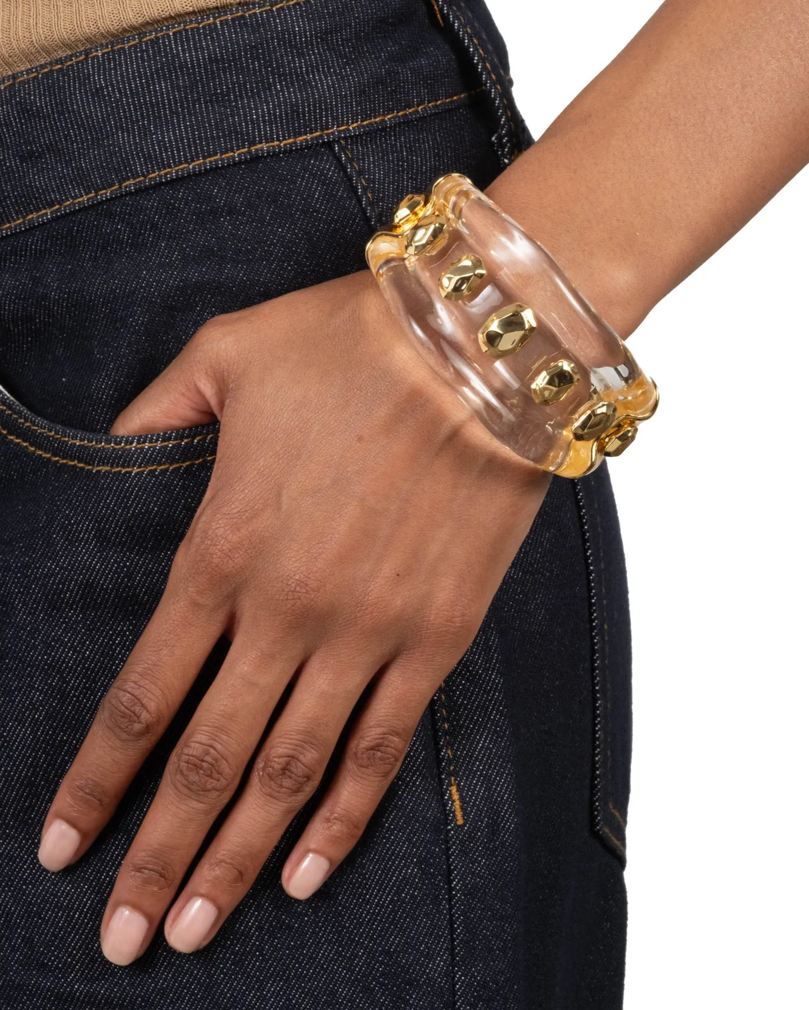 Liquid Lucite Studded Hinge Cuff Bracelet sold by Alexis Bittar product image thumbnail 2