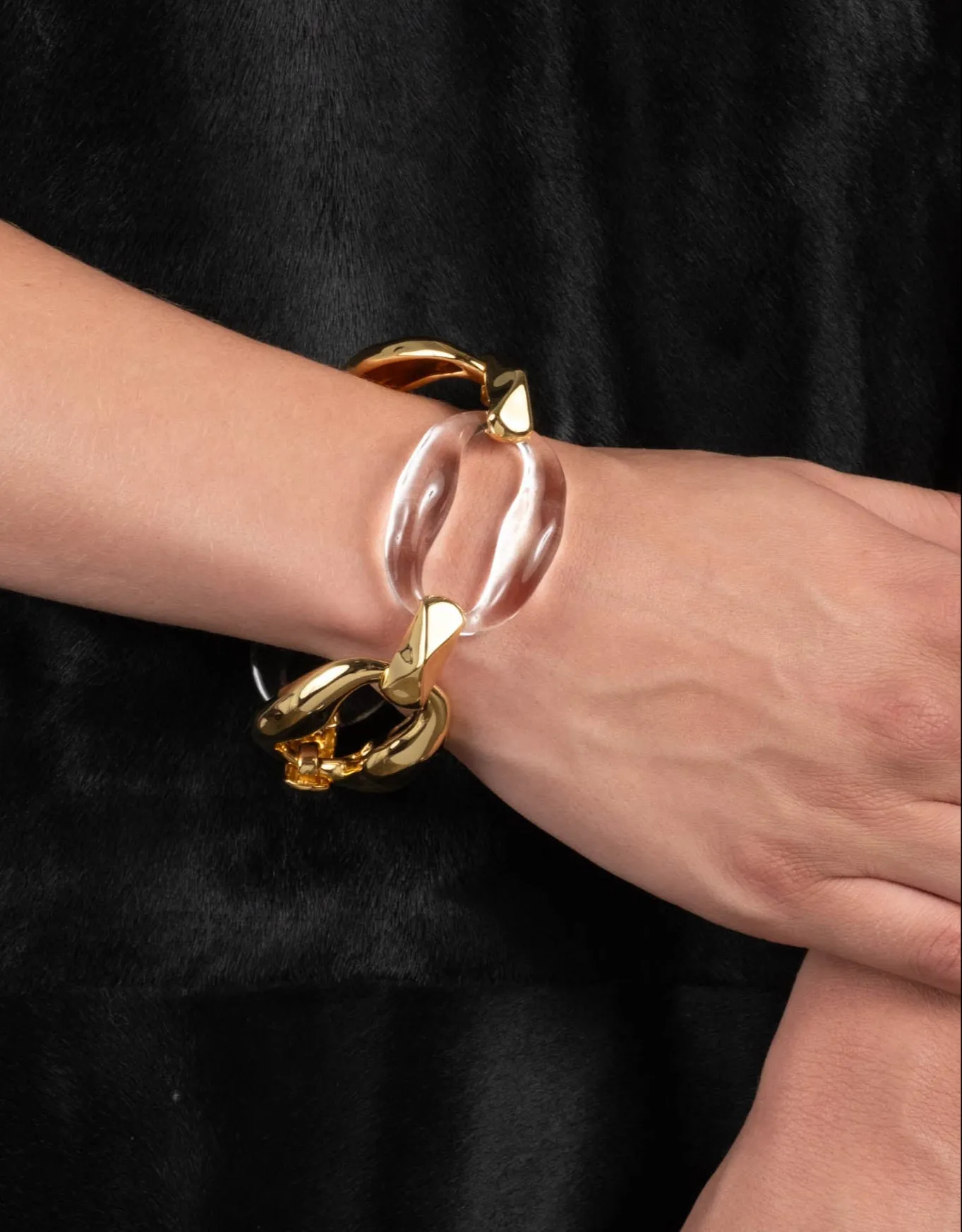 Liquid Lucite Gold Link Bracelet- Clear sold by Alexis Bittar product image thumbnail 2
