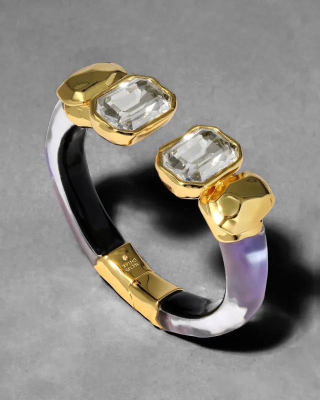 Lucite Crystal Capped Hinge Bracelet- Aurora sold by Alexis Bittar