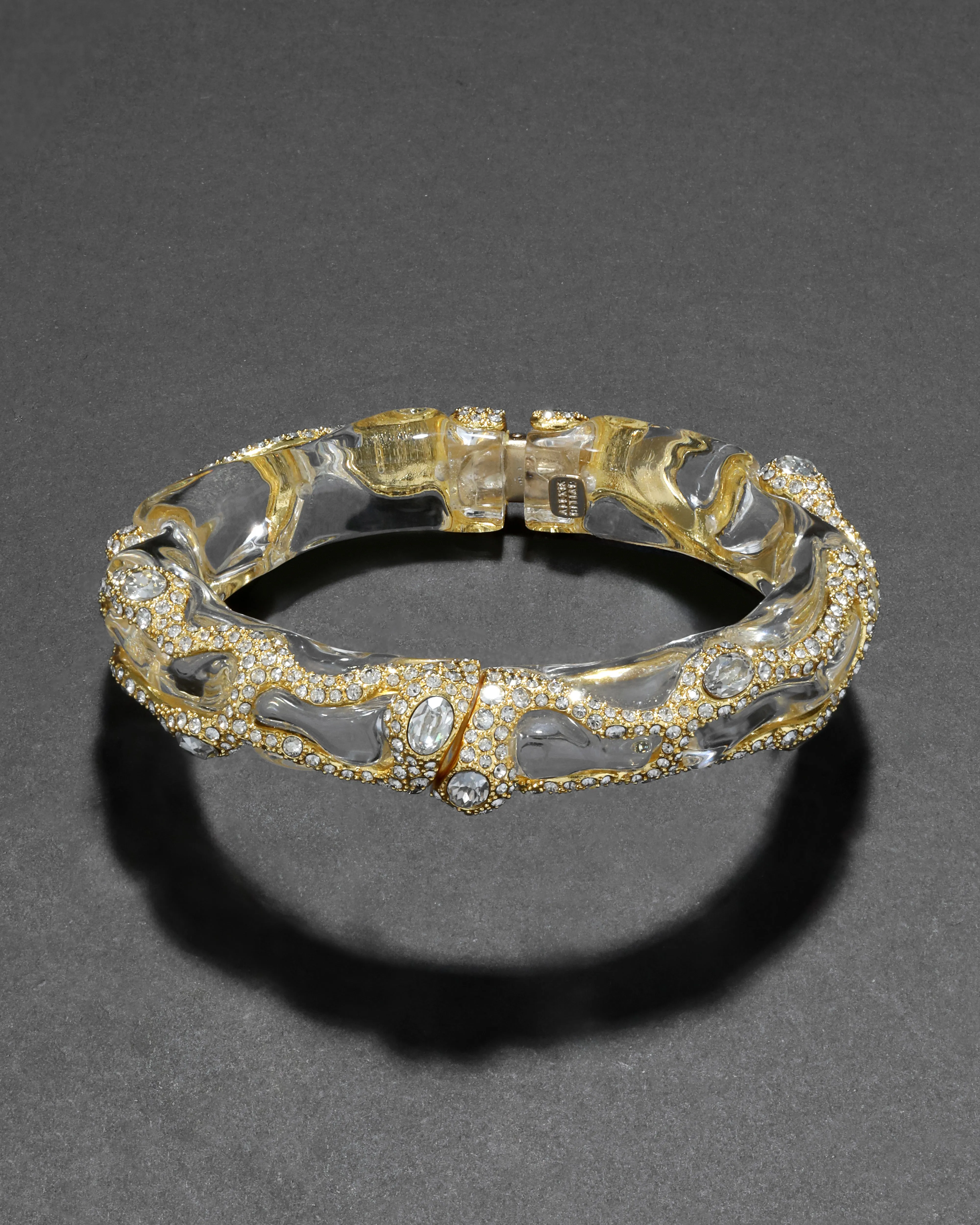Liquid Lucite Crystal Pave Hinge Bracelet- Clear sold by Alexis Bittar