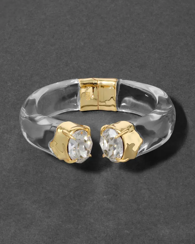 Bonbon Crystal Lucite Hinge Bracelet- Clear sold by Alexis Bittar
