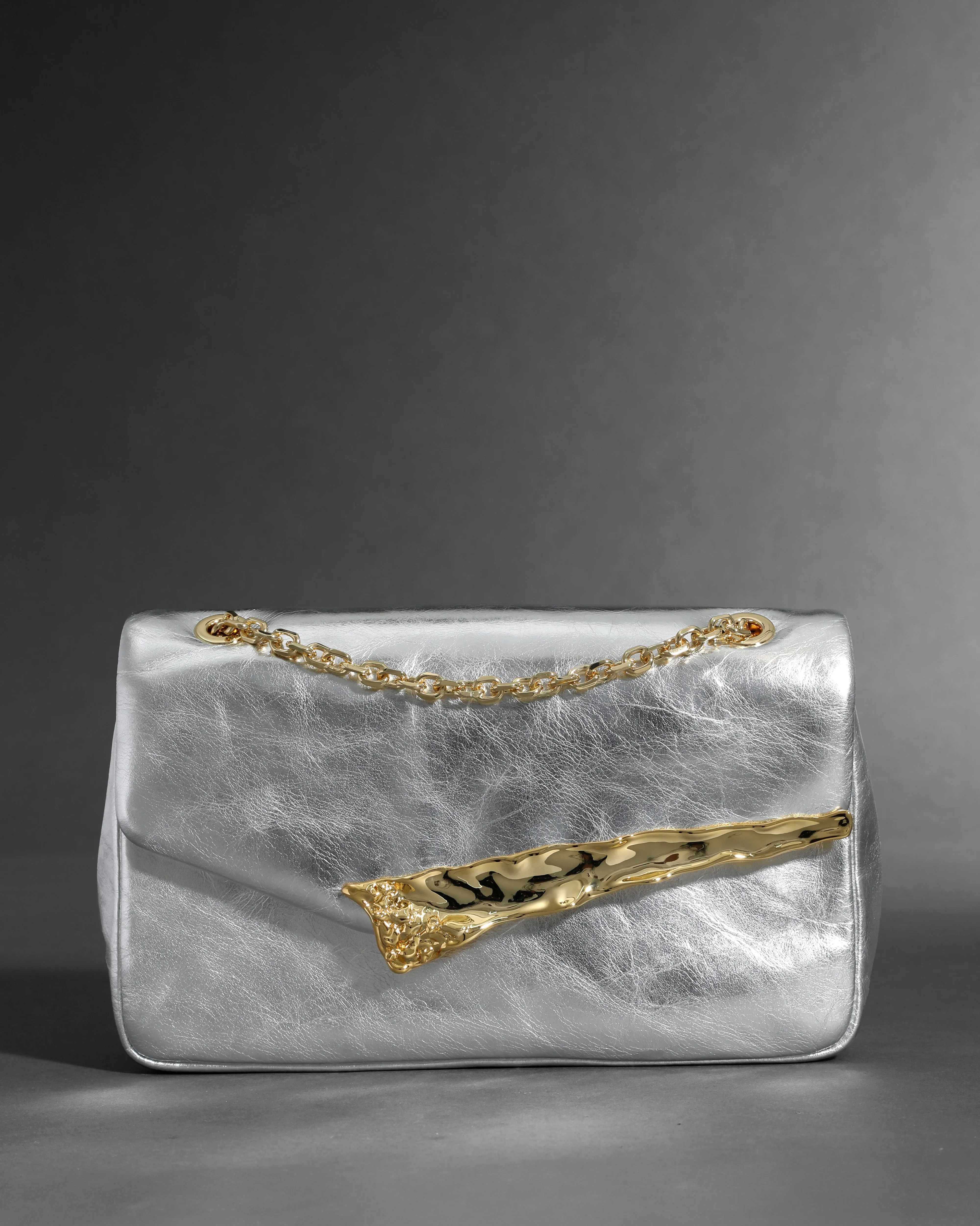 The Angular Shoulder Bag- Silver sold by Alexis Bittar