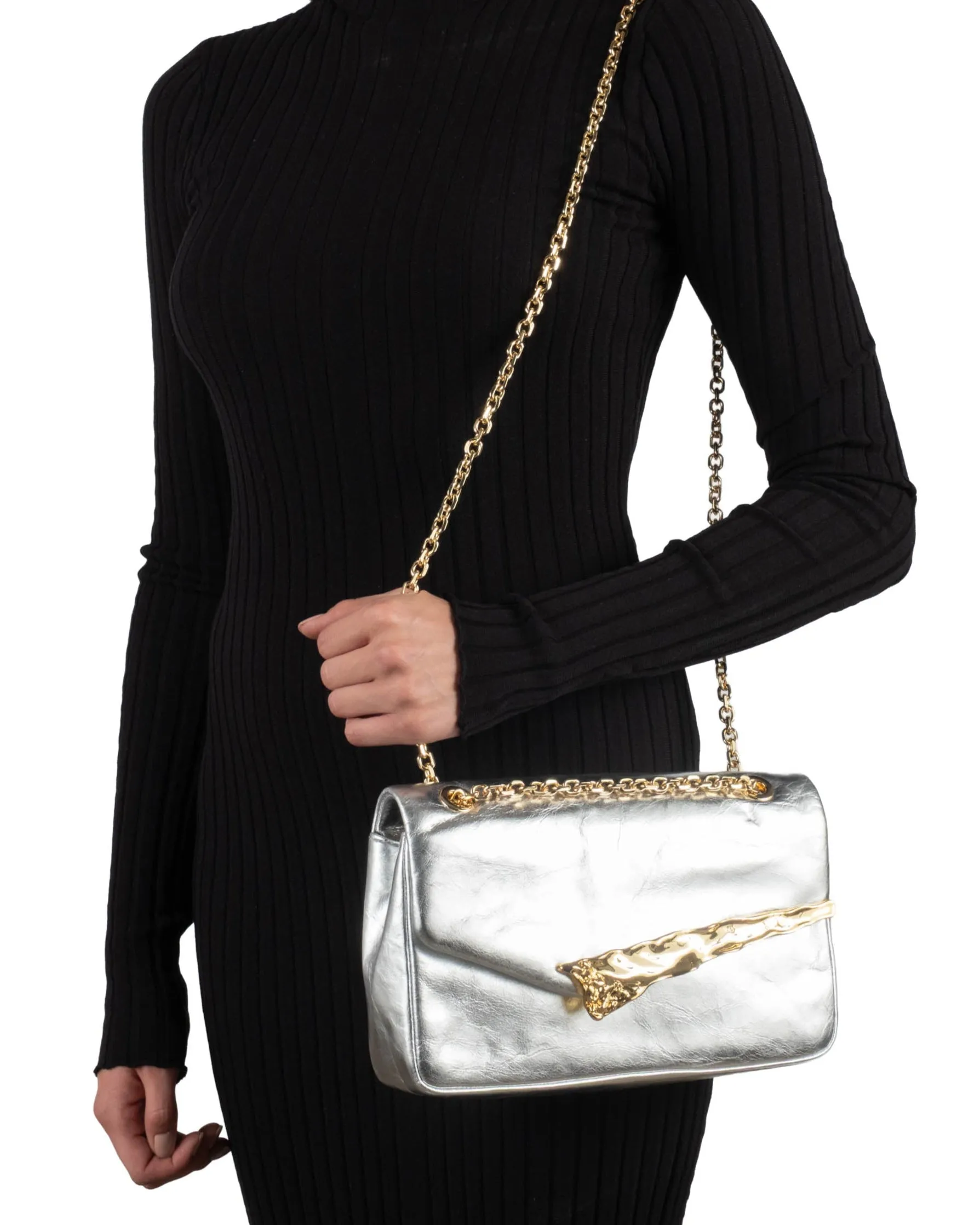 The Angular Shoulder Bag- Silver sold by Alexis Bittar product image thumbnail 3