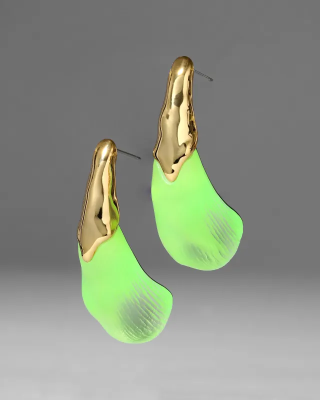 Lucite Arched Post Earring- Neon Green sold by Alexis Bittar