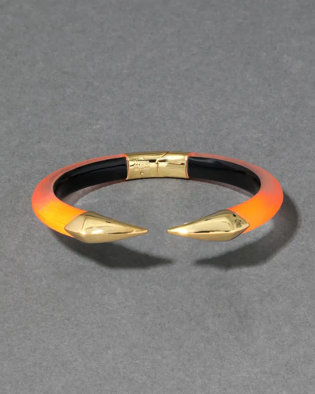 Mirrored Pyramid Brake Hinge Bracelet- Neon Orange sold by Alexis Bittar
