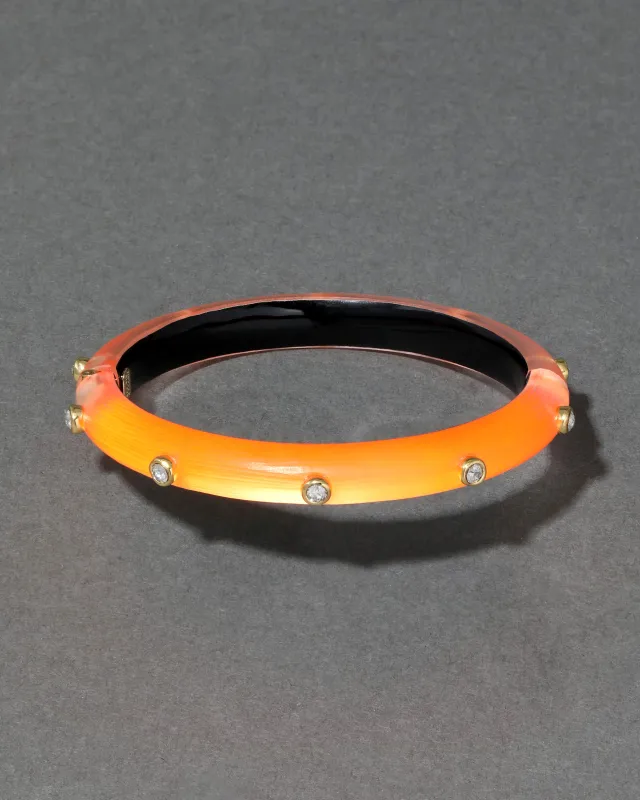 Crystal Studded Lucite Hinge Bracelet- Neon Orange sold by Alexis Bittar