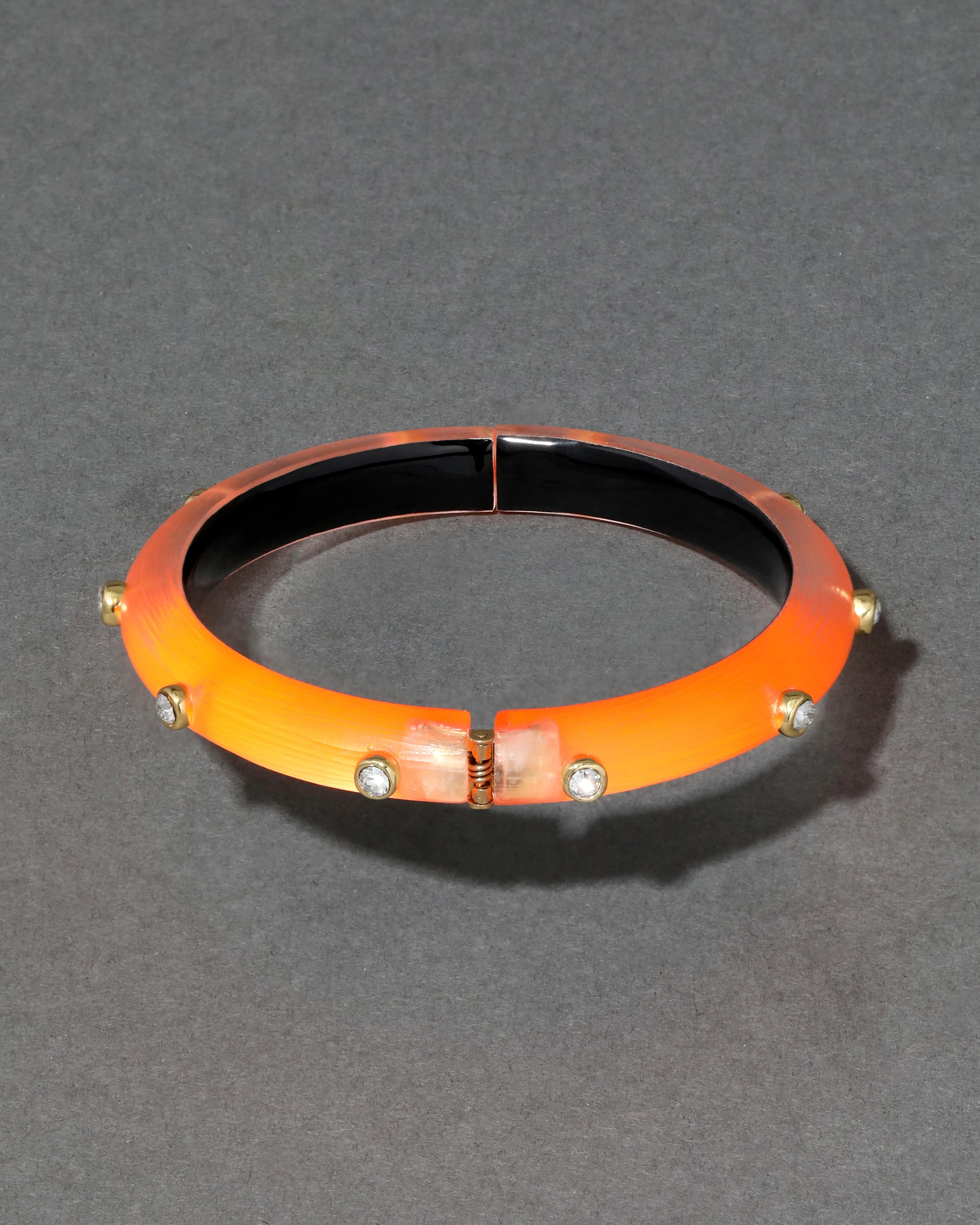 Crystal Studded Lucite Hinge Bracelet- Neon Orange sold by Alexis Bittar product image thumbnail 5
