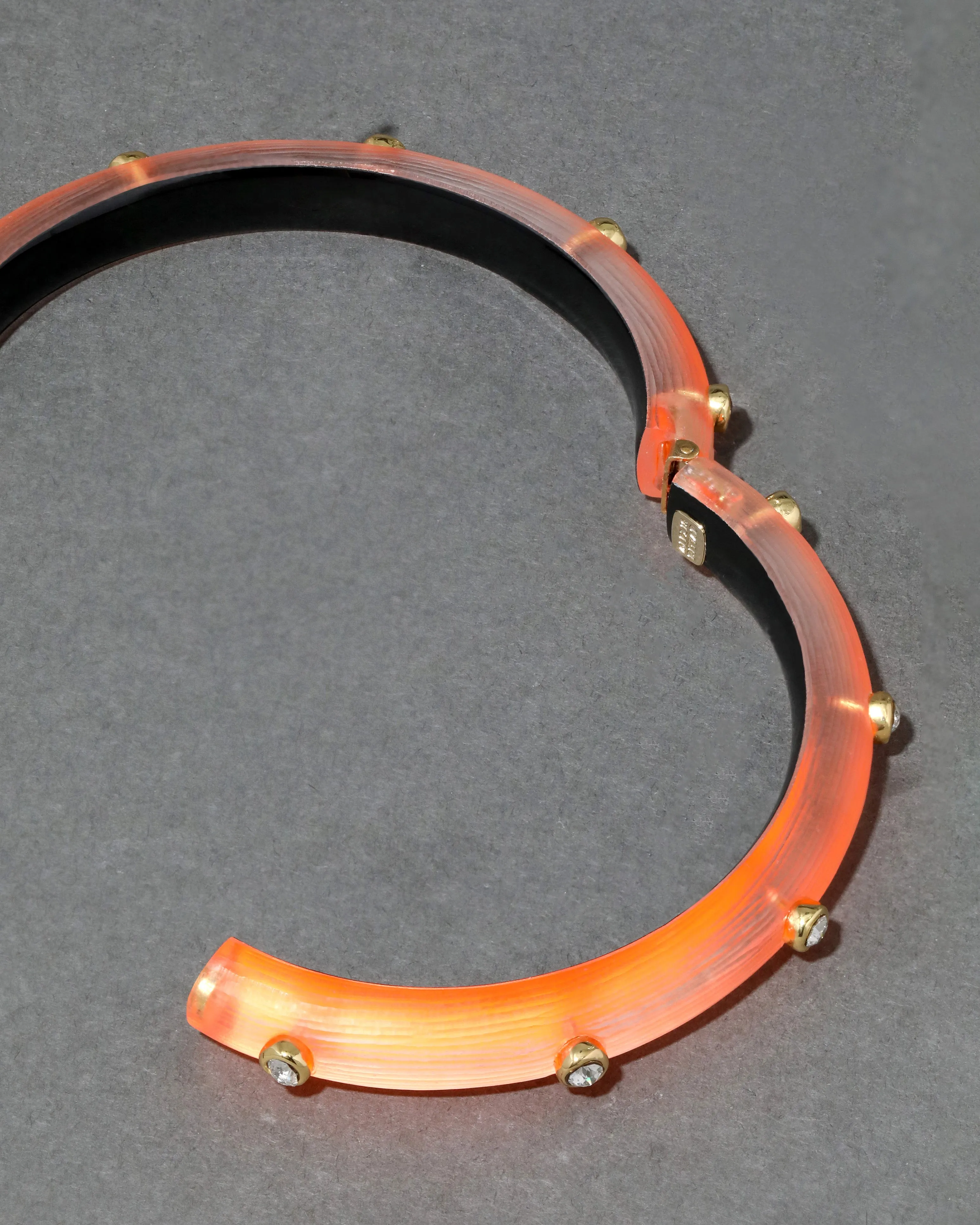 Crystal Studded Lucite Hinge Bracelet- Neon Orange sold by Alexis Bittar product image thumbnail 4