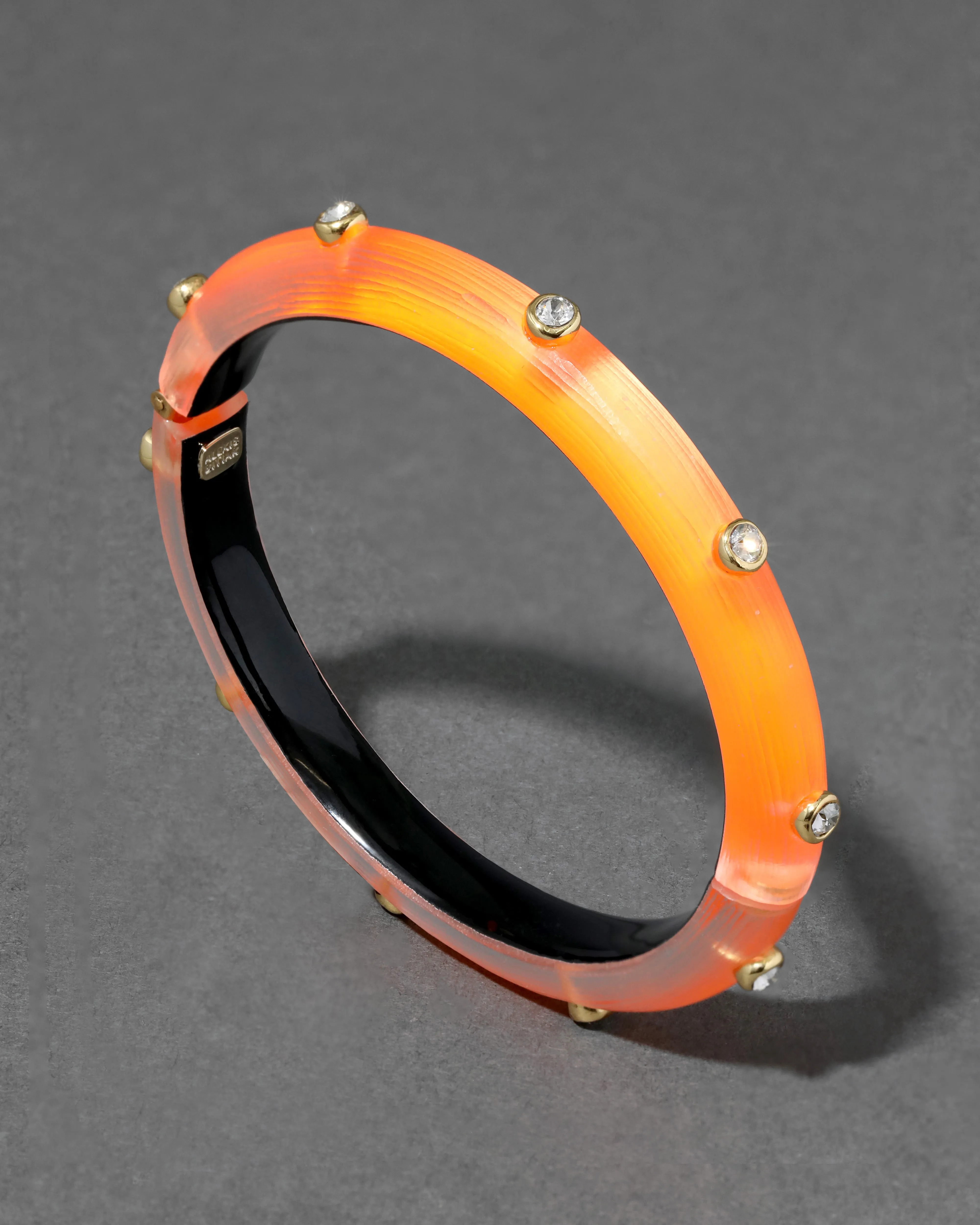 Crystal Studded Lucite Hinge Bracelet- Neon Orange sold by Alexis Bittar product image thumbnail 3