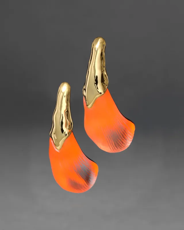 Lucite Arched Post Earring- Neon Orange sold by Alexis Bittar