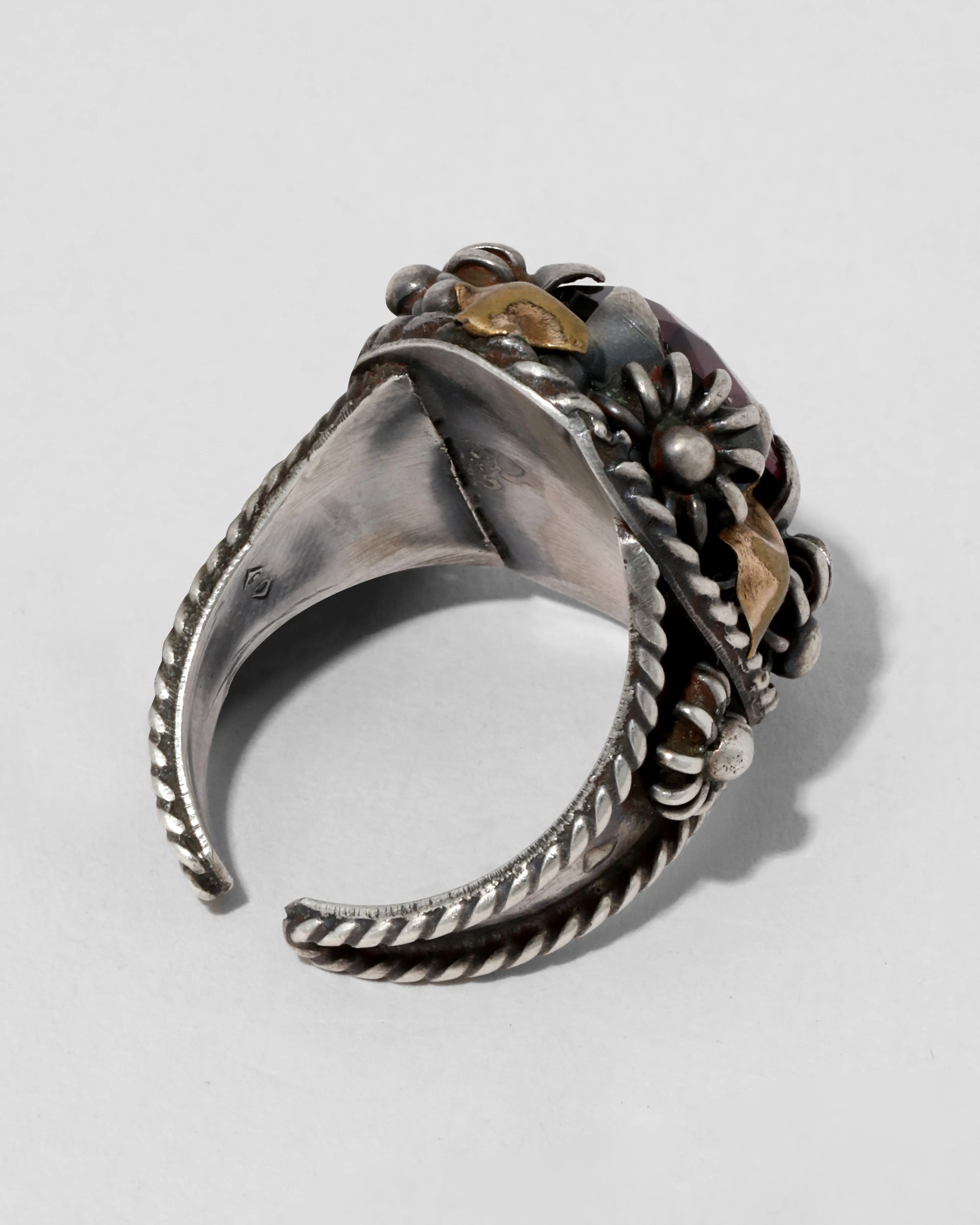 Antique 1920s Sterling Silver & 14k Gold with Cut Crystal Ring sold by Alexis Bittar product image thumbnail 3