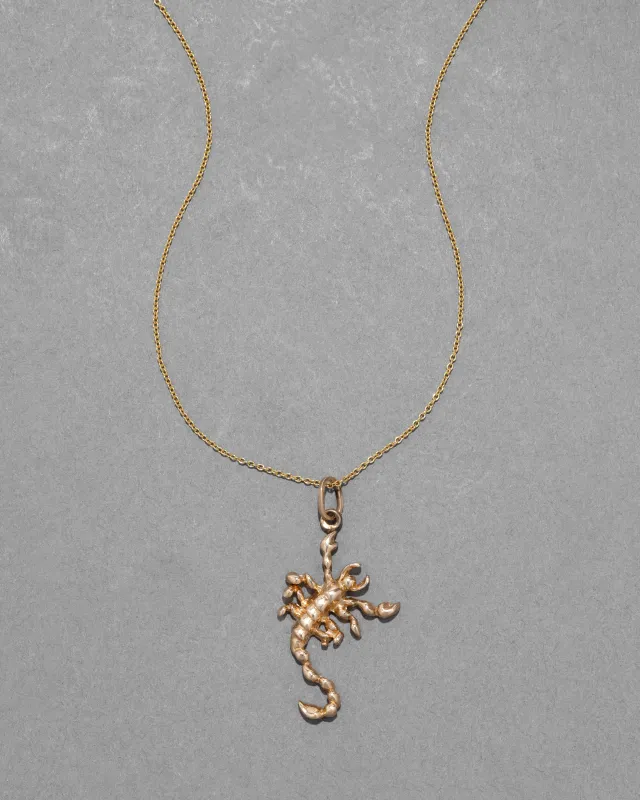 Vintage 1980s 14k Gold Scorpion Pendant Necklace sold by Alexis Bittar