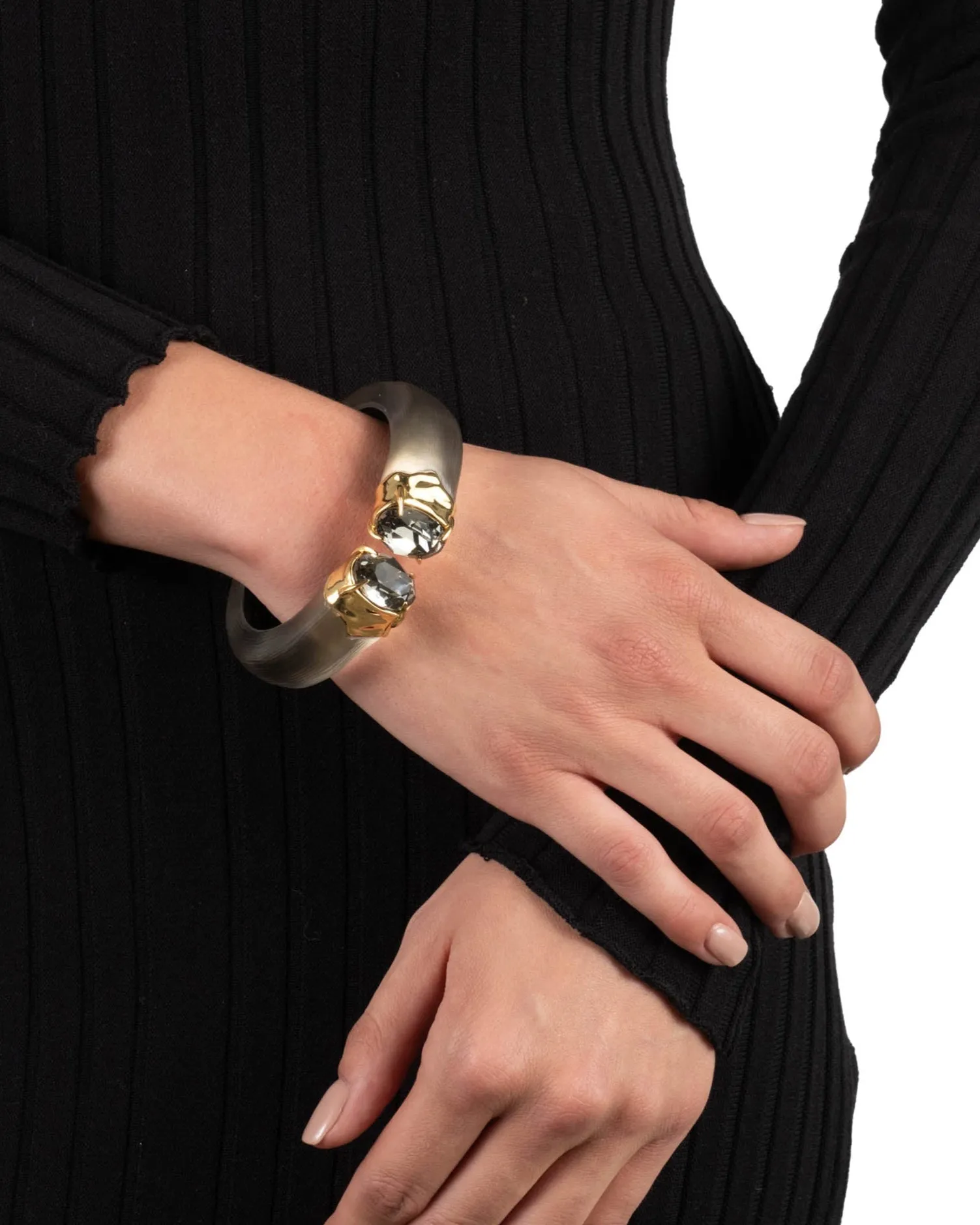 Bonbon Crystal Lucite Hinge Bracelet- Warm Grey sold by Alexis Bittar product image thumbnail 2