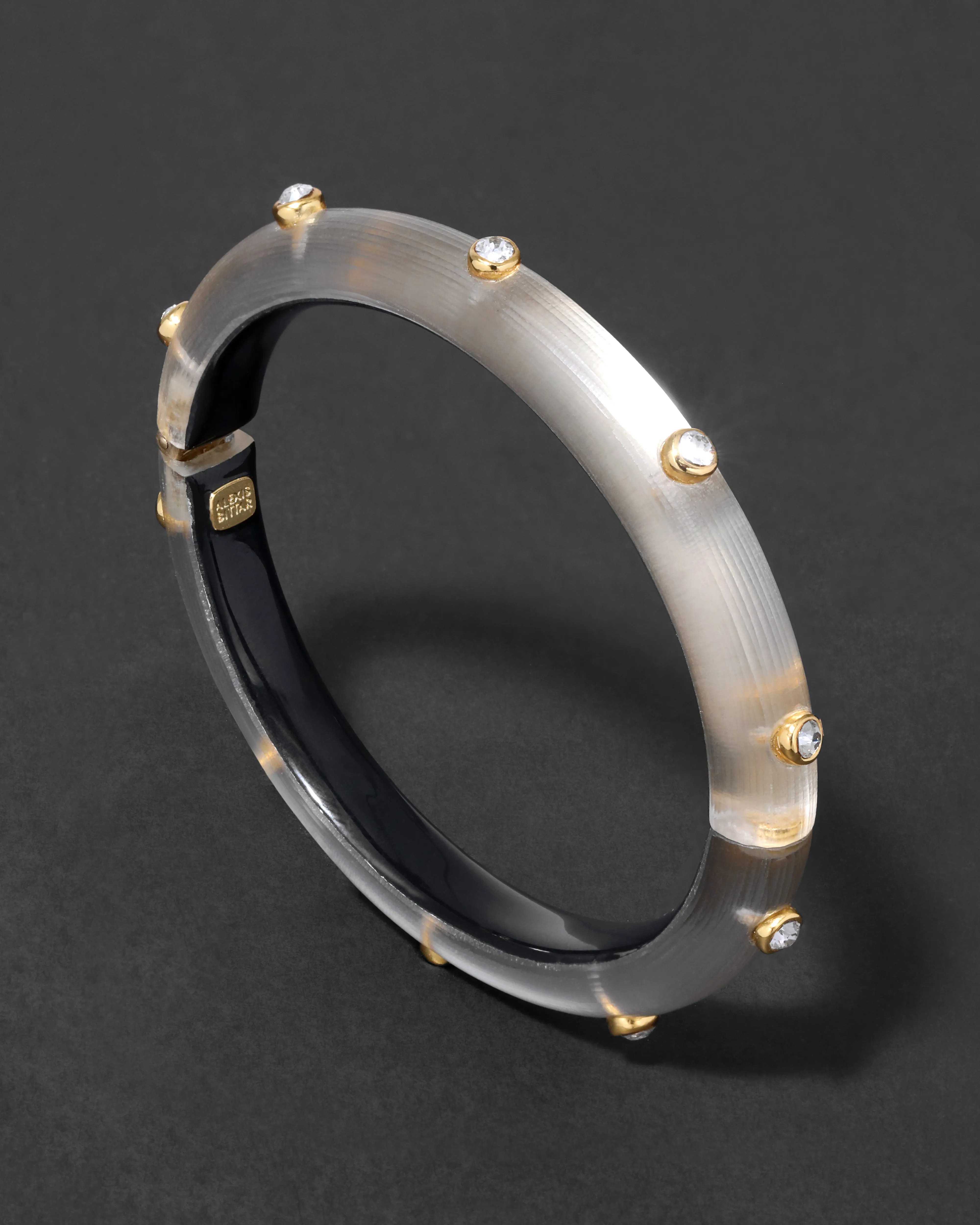 Crystal Studded Lucite Hinge Bracelet- Warm Grey sold by Alexis Bittar product image thumbnail 3