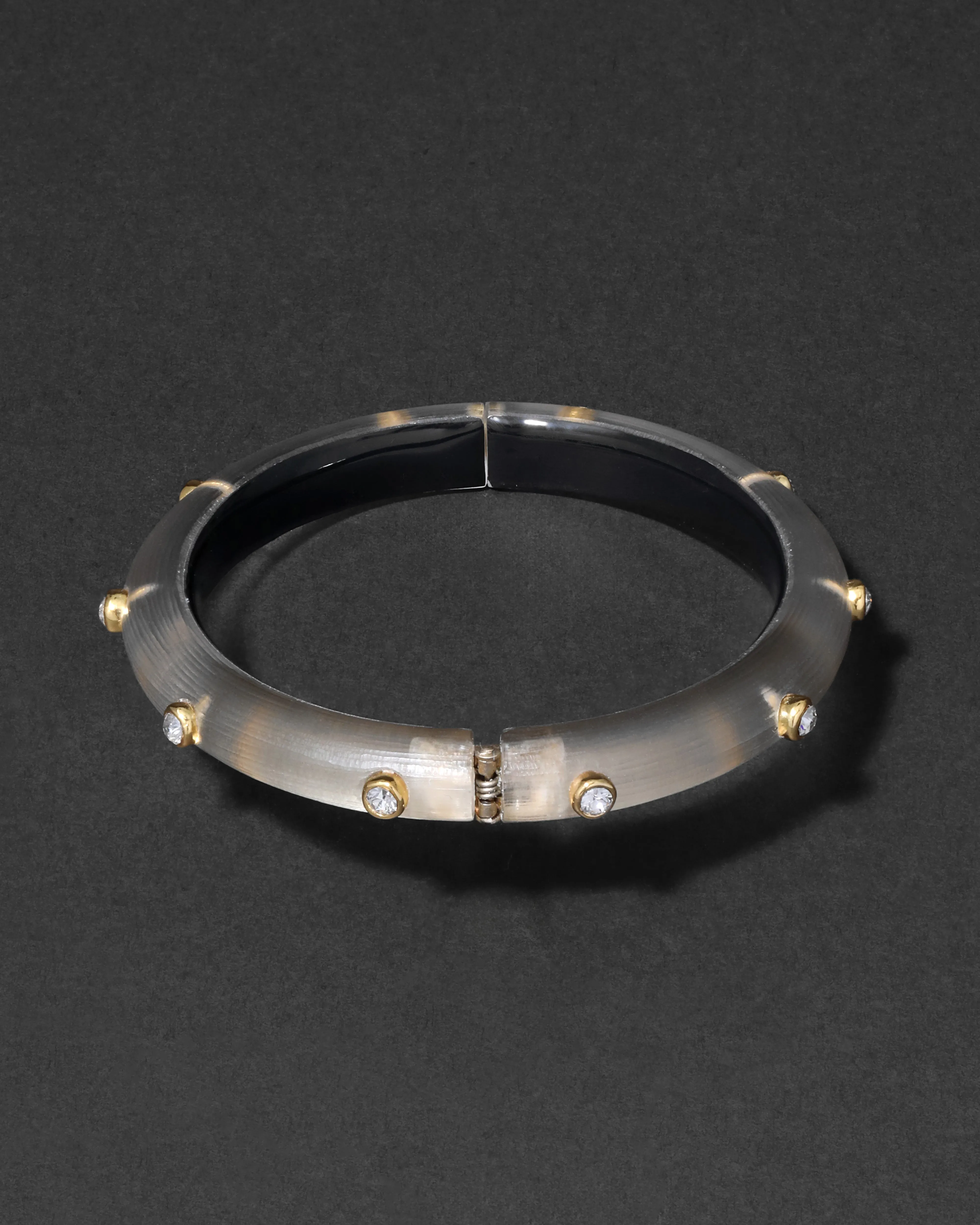 Crystal Studded Lucite Hinge Bracelet- Warm Grey sold by Alexis Bittar product image thumbnail 4