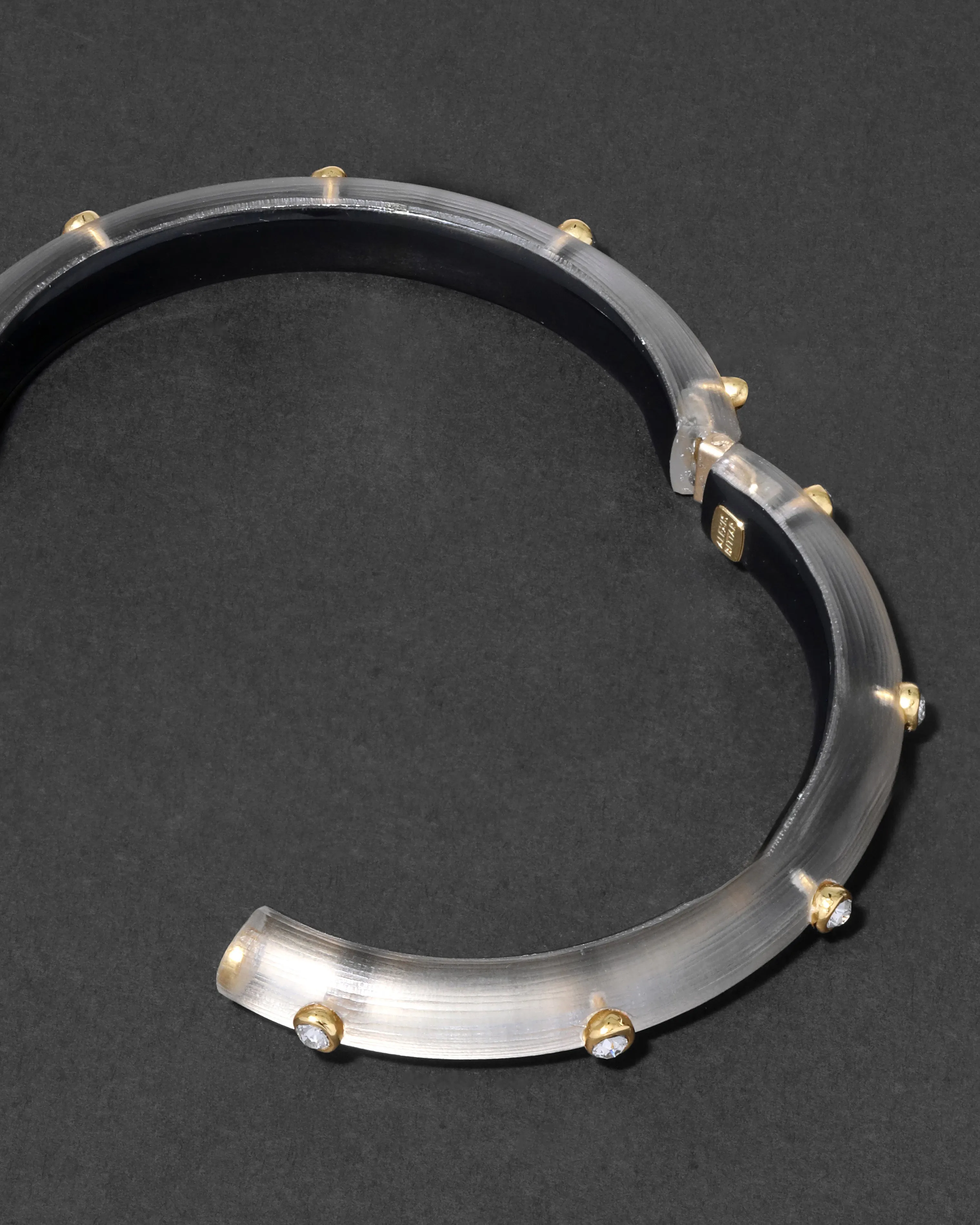 Crystal Studded Lucite Hinge Bracelet- Warm Grey sold by Alexis Bittar product image thumbnail 5