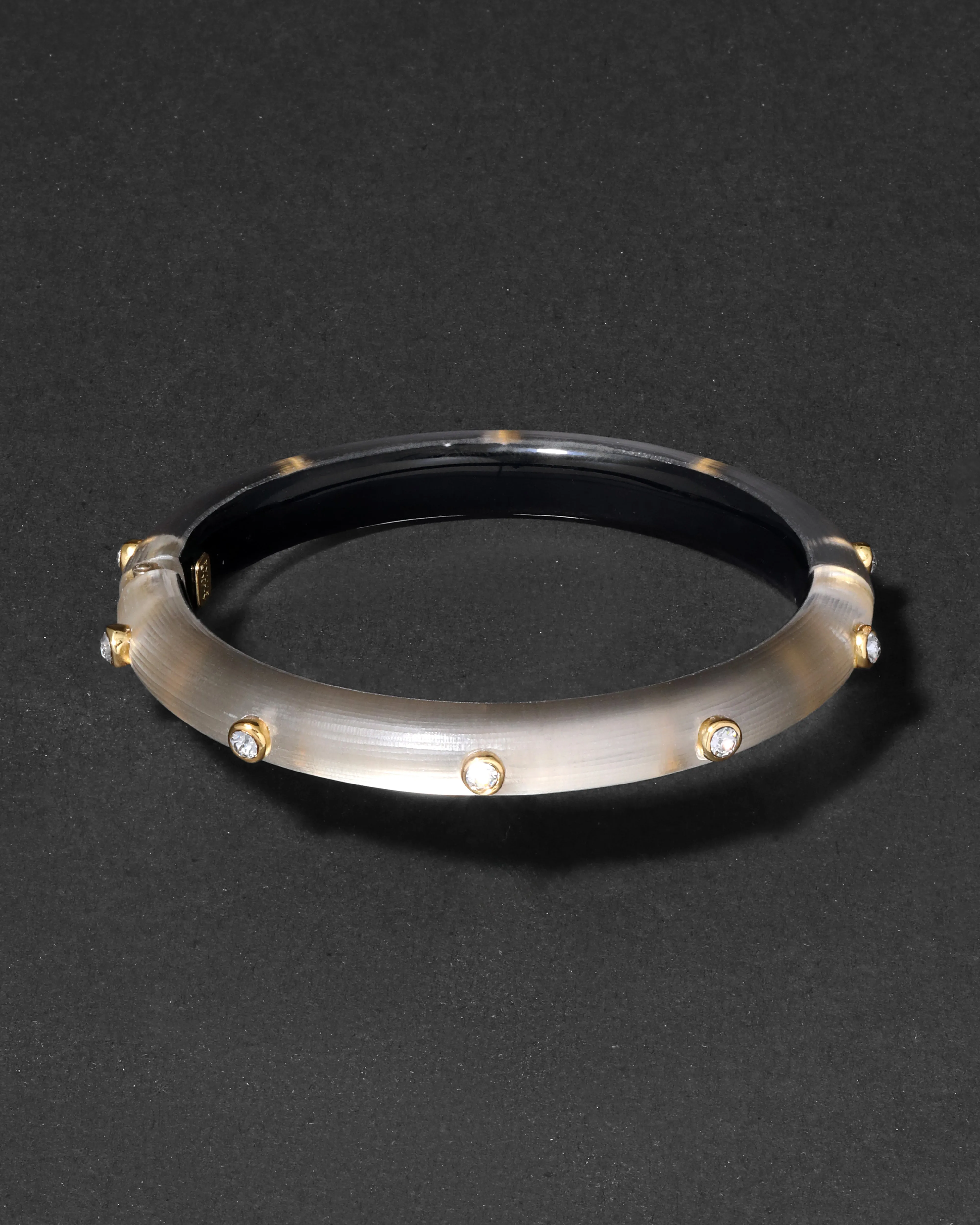 Crystal Studded Lucite Hinge Bracelet- Warm Grey sold by Alexis Bittar