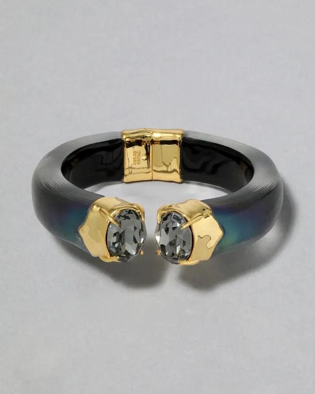 Bonbon Crystal Lucite Hinge Bracelet- Black Beetle sold by Alexis Bittar