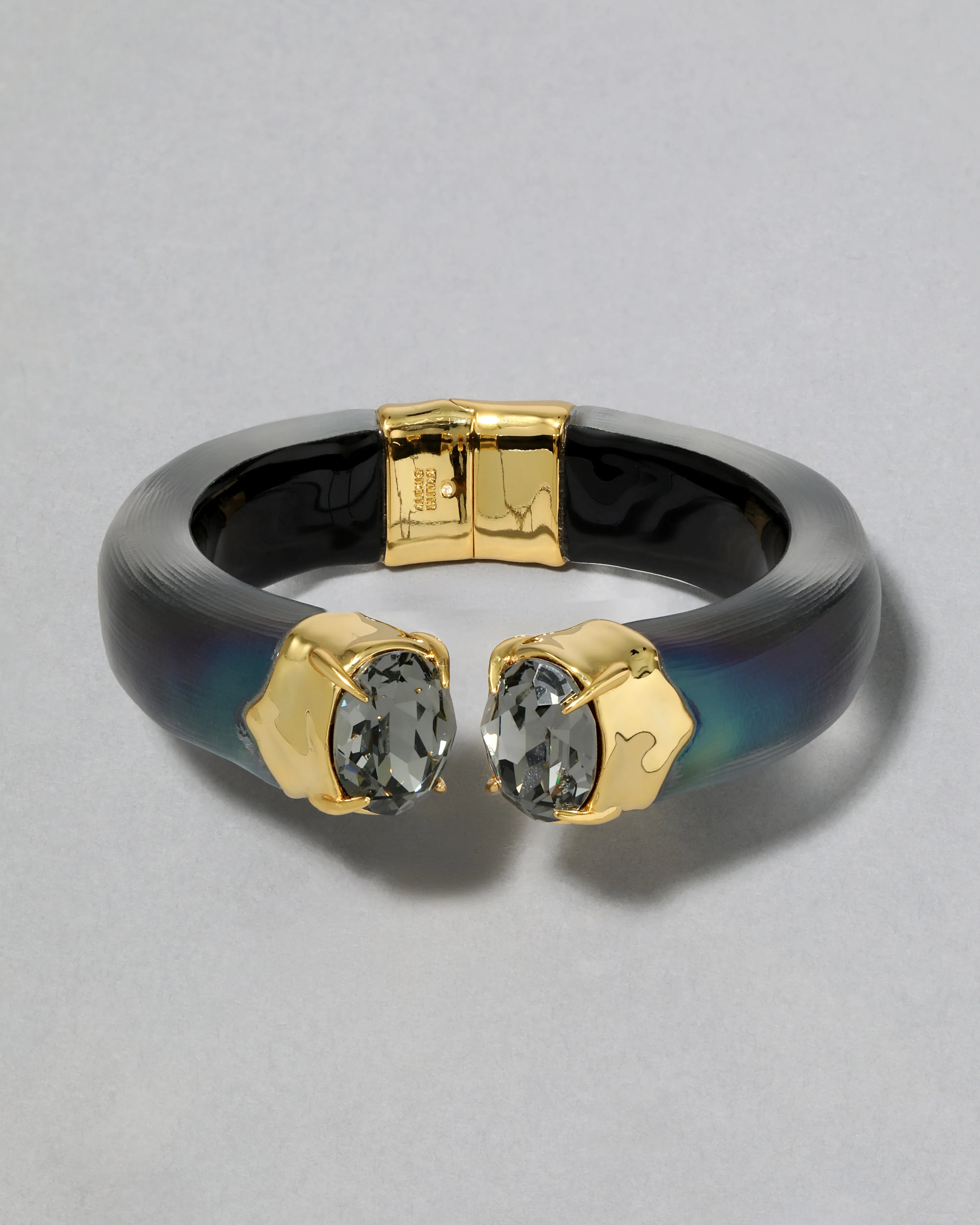 Bonbon Crystal Lucite Hinge Bracelet- Black Beetle sold by Alexis Bittar