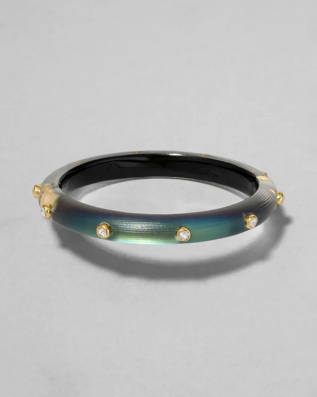 Crystal Studded Lucite Hinge Bracelet- Black Beetle sold by Alexis Bittar