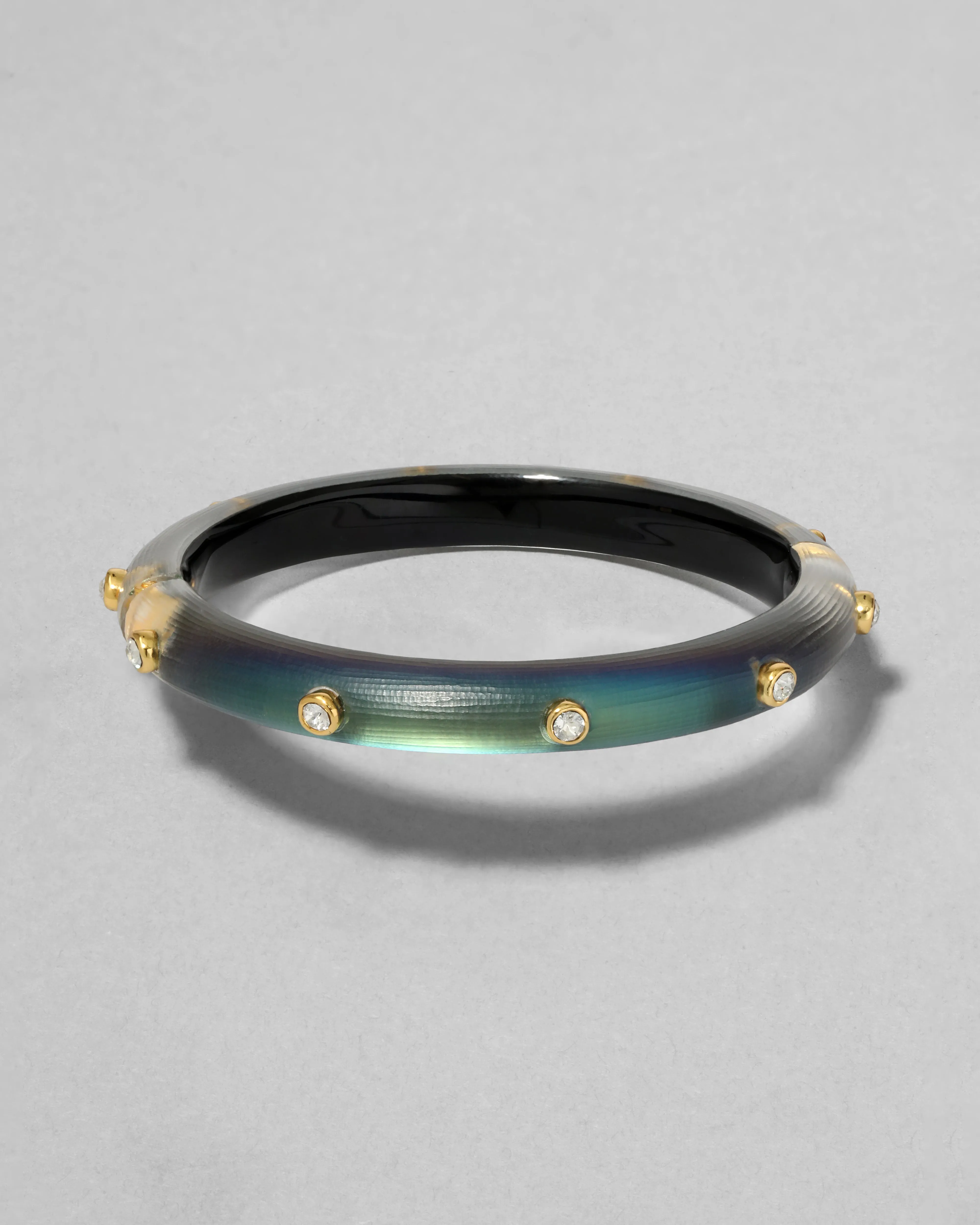 Crystal Studded Lucite Hinge Bracelet- Black Beetle sold by Alexis Bittar