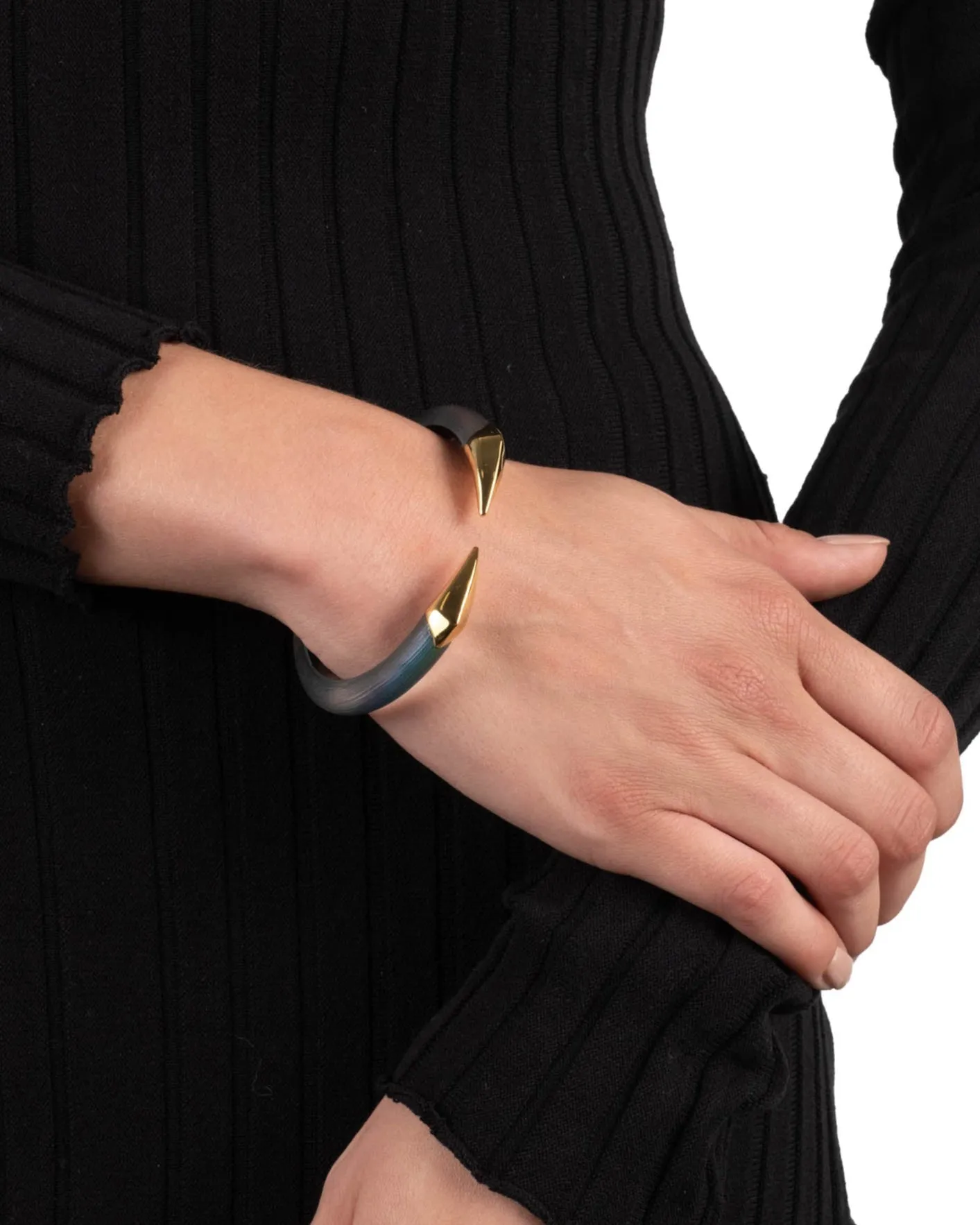 Mirrored Pyramid Brake Hinge Bracelet- Black Beetle sold by Alexis Bittar product image thumbnail 2