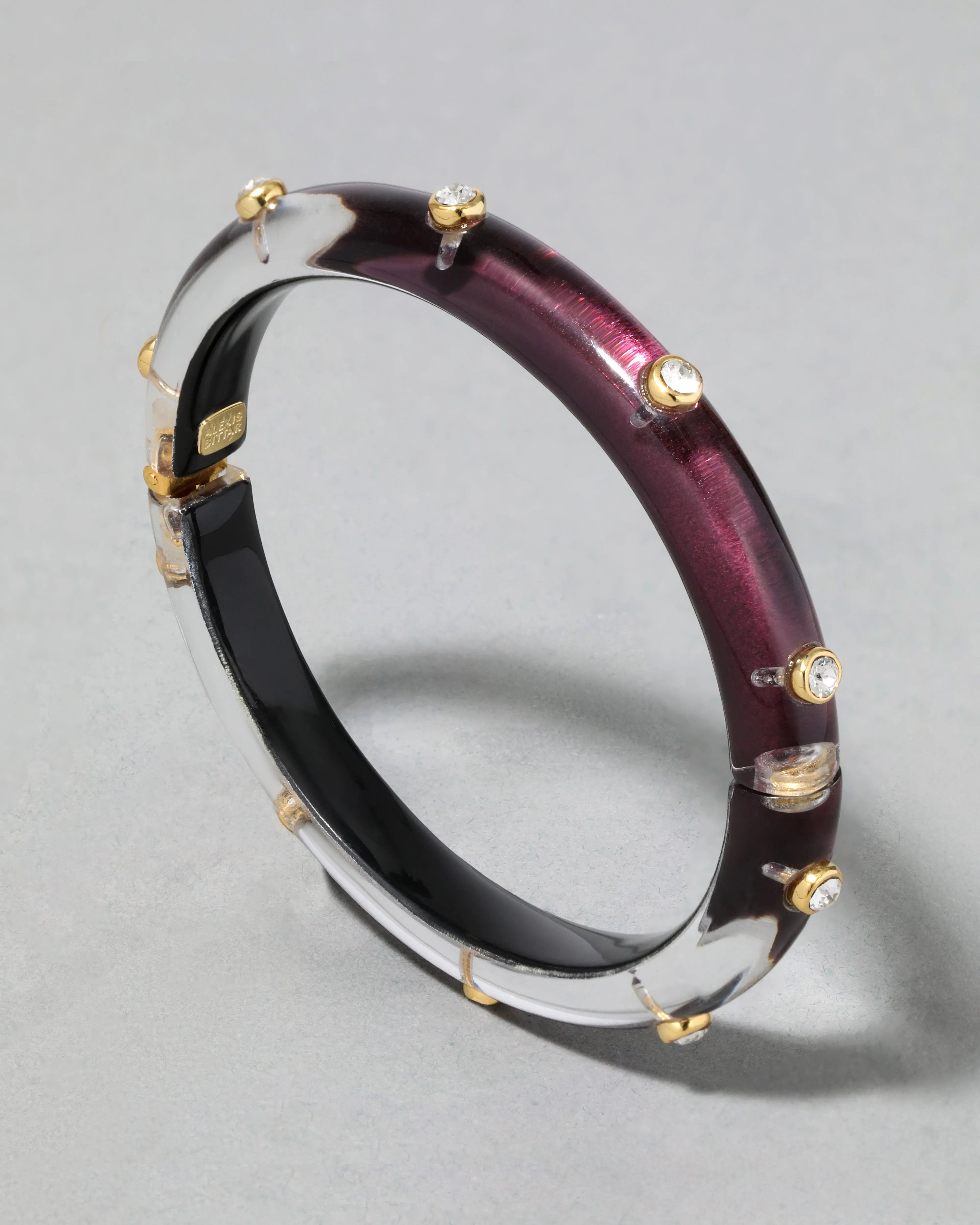 Crystal Studded Lucite Hinge Bracelet- Black Cherry sold by Alexis Bittar product image thumbnail 3