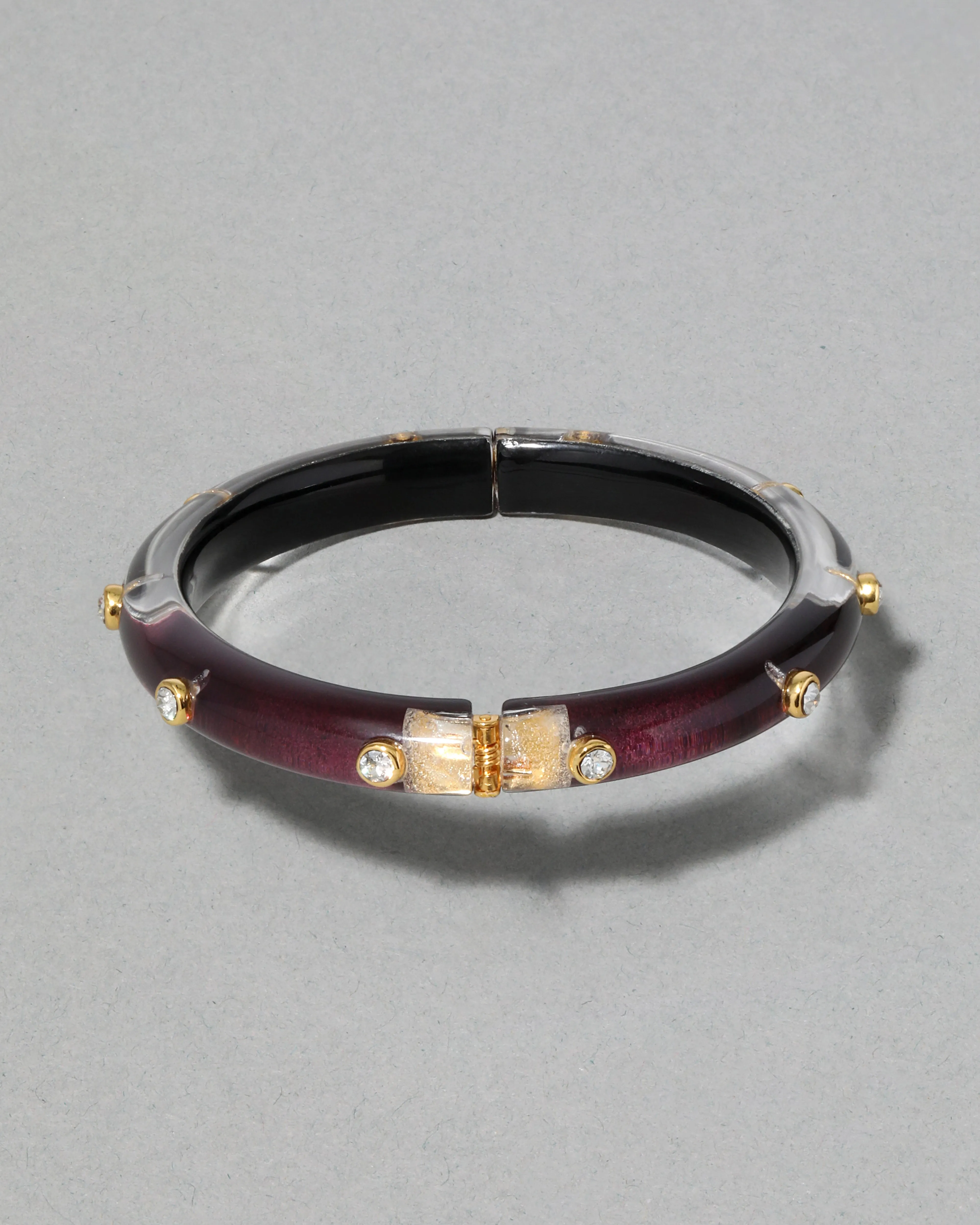 Crystal Studded Lucite Hinge Bracelet- Black Cherry sold by Alexis Bittar product image thumbnail 5