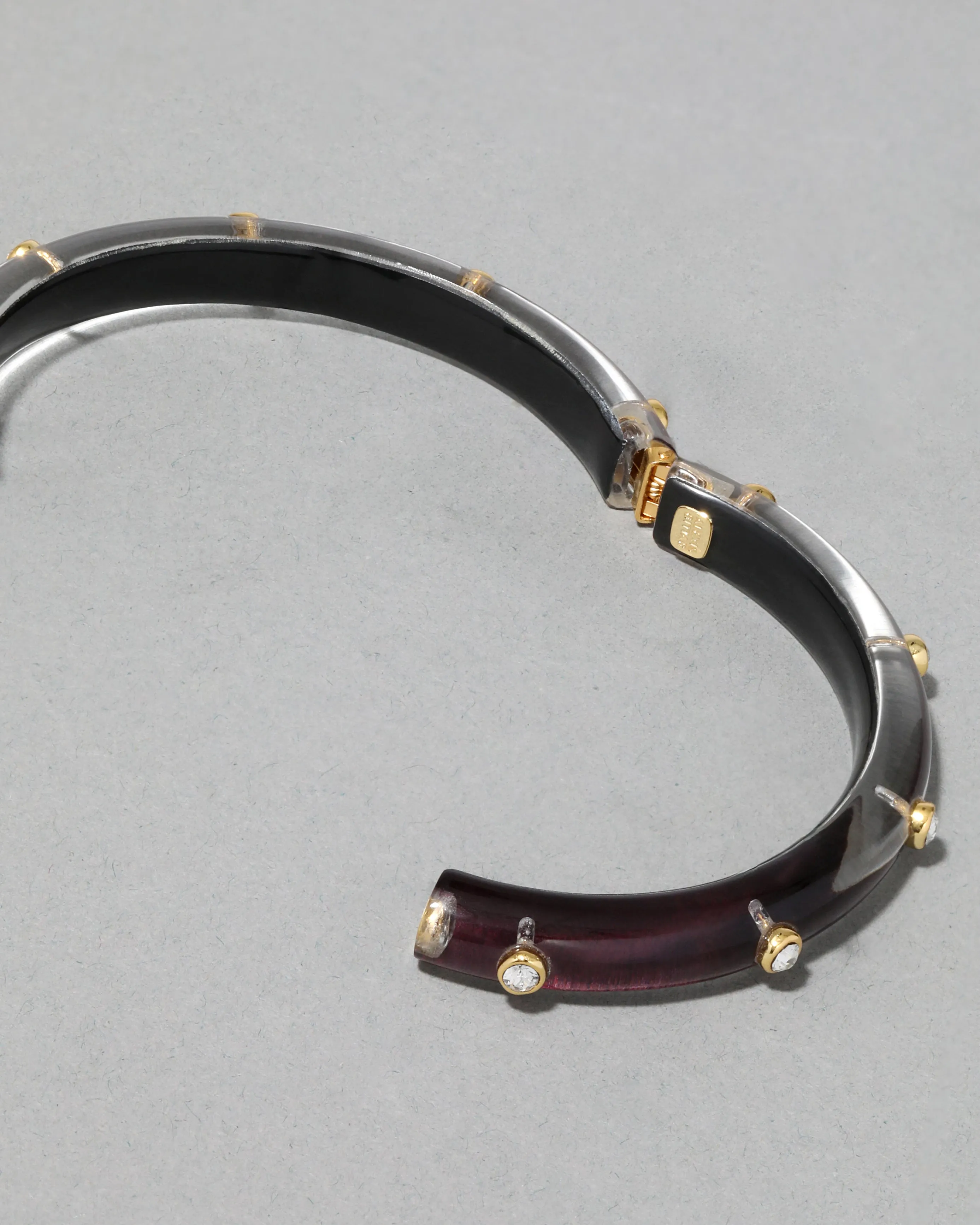 Crystal Studded Lucite Hinge Bracelet- Black Cherry sold by Alexis Bittar product image thumbnail 4