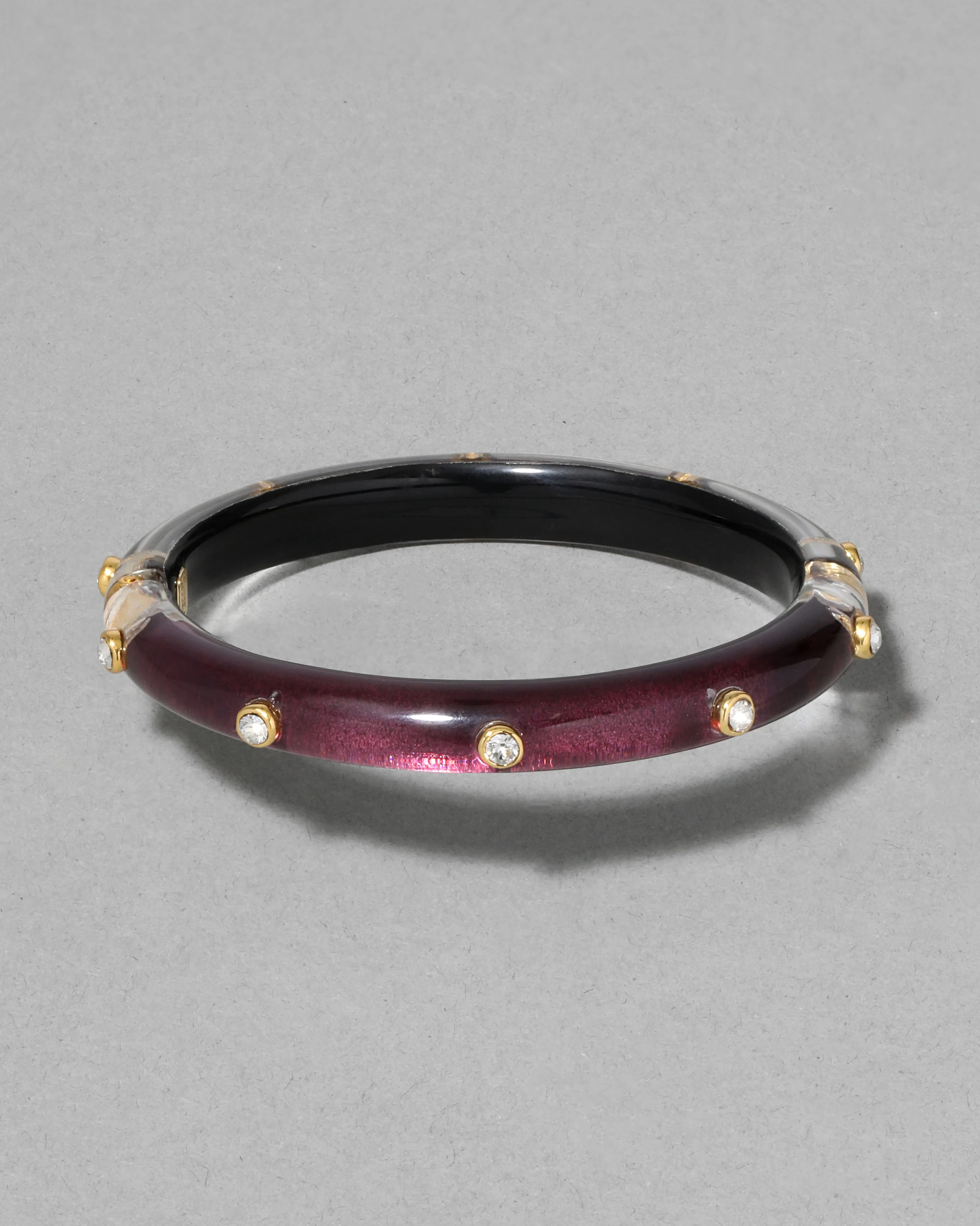 Crystal Studded Lucite Hinge Bracelet- Black Cherry sold by Alexis Bittar