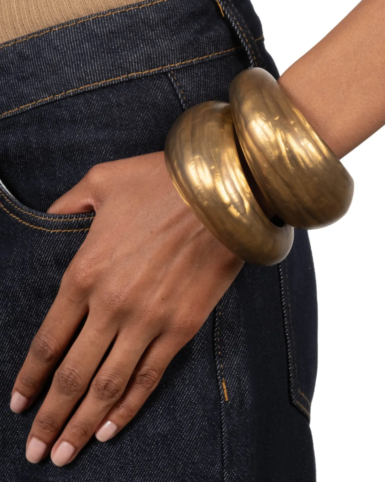 Puffy Lucite Tapered Bangle Bracelet- Burnt Gold sold by Alexis Bittar product image thumbnail 2