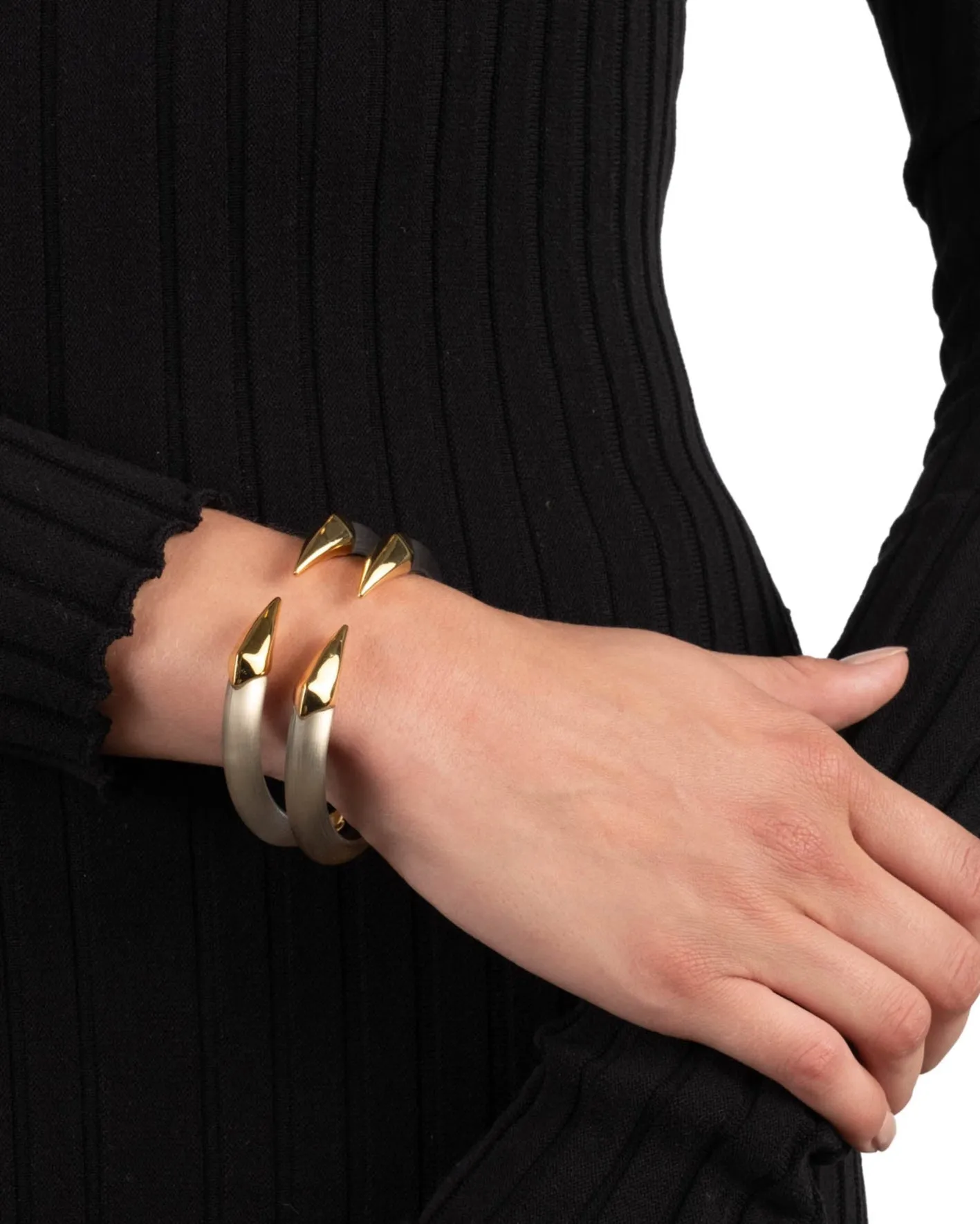 Mirrored Pyramid Lucite Brake Hinge Bracelet- Warm Grey sold by Alexis Bittar product image thumbnail 2