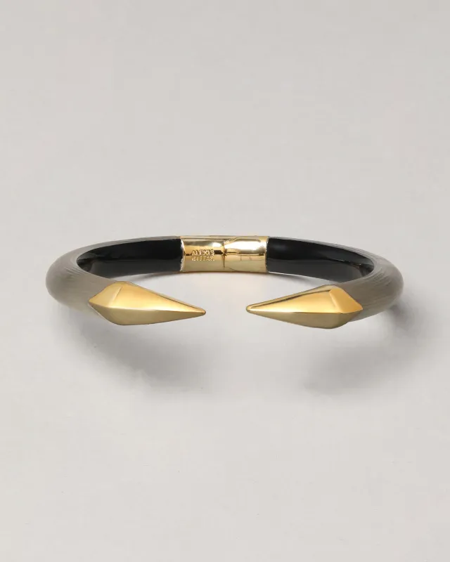 Mirrored Pyramid Lucite Brake Hinge Bracelet- Warm Grey made by Alexis Bittar