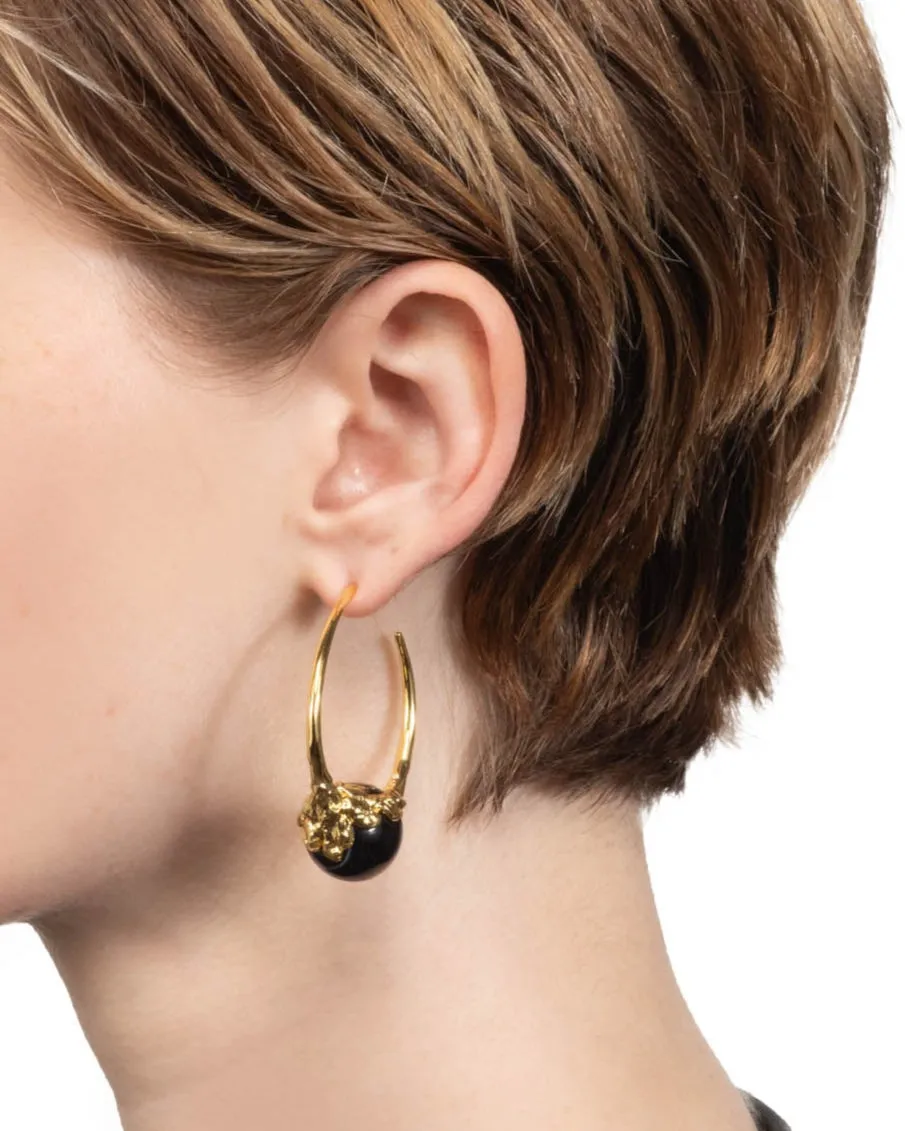 Brut Gold Capped Black Agate Hoop Earring sold by Alexis Bittar product image thumbnail 3