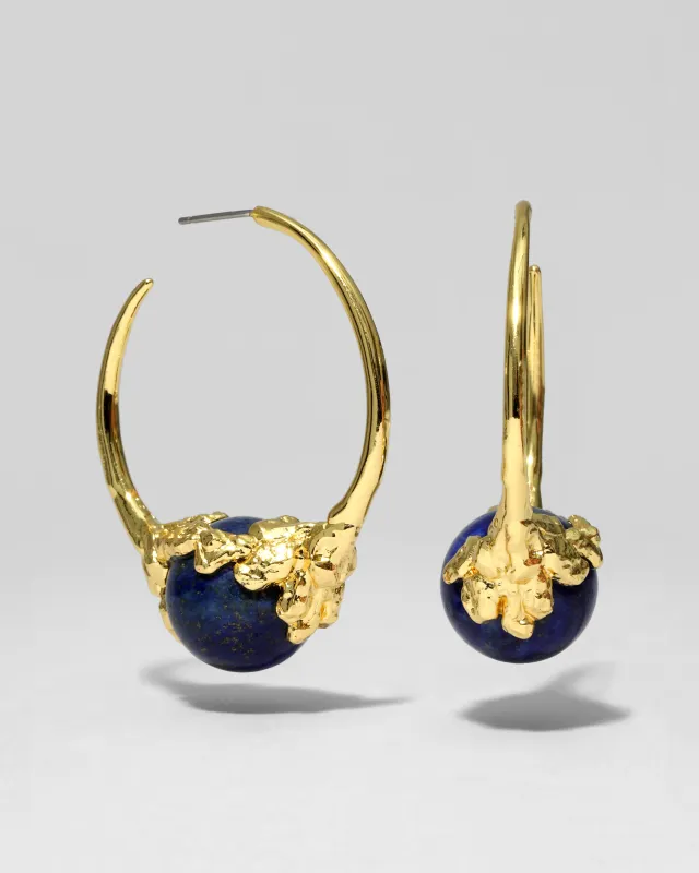 Brut Gold Capped Lapis Hoop Earring sold by Alexis Bittar