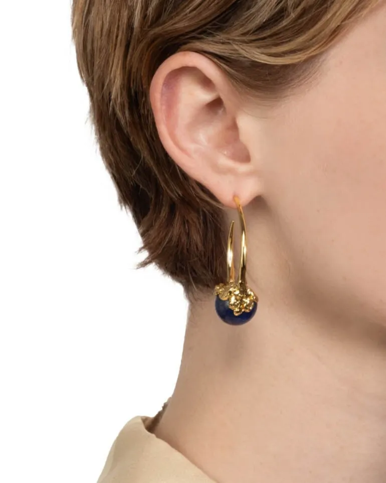 Brut Gold Capped Lapis Hoop Earring sold by Alexis Bittar product image thumbnail 3