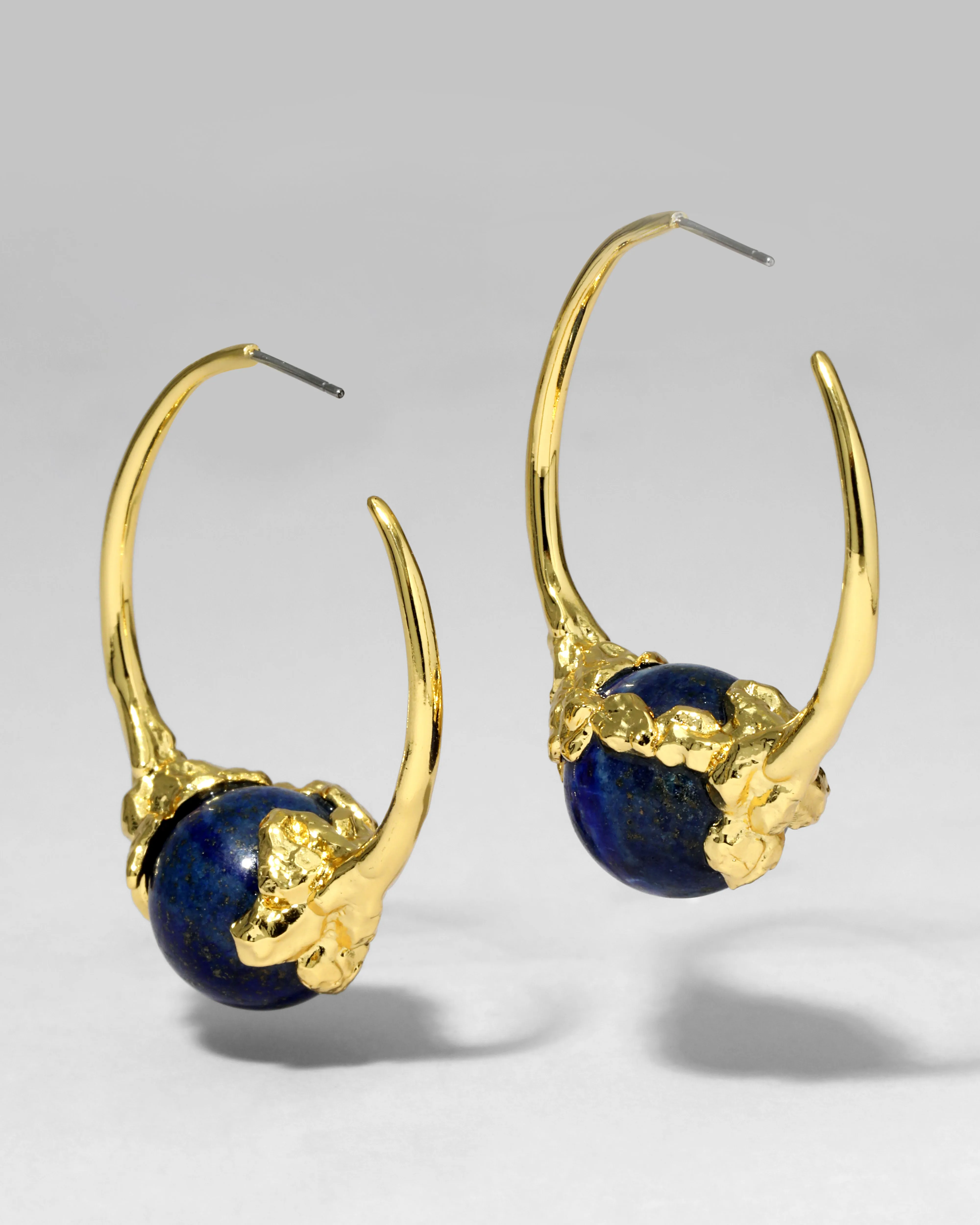 Brut Gold Capped Lapis Hoop Earring sold by Alexis Bittar product image thumbnail 5
