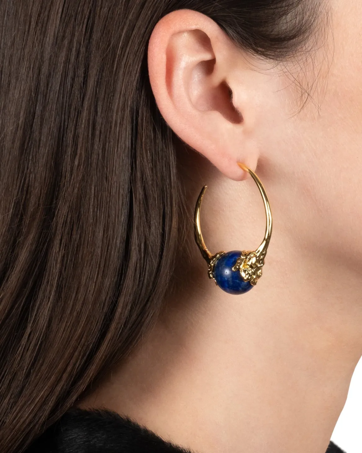 Brut Gold Capped Lapis Hoop Earring sold by Alexis Bittar product image thumbnail 2