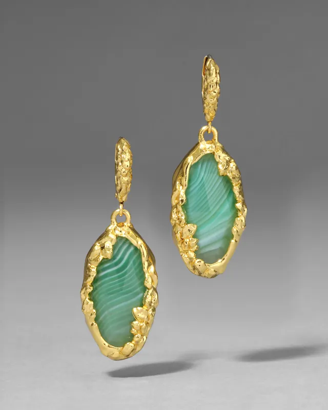 Brut Gold Green Agate Leverback Earring sold by Alexis Bittar
