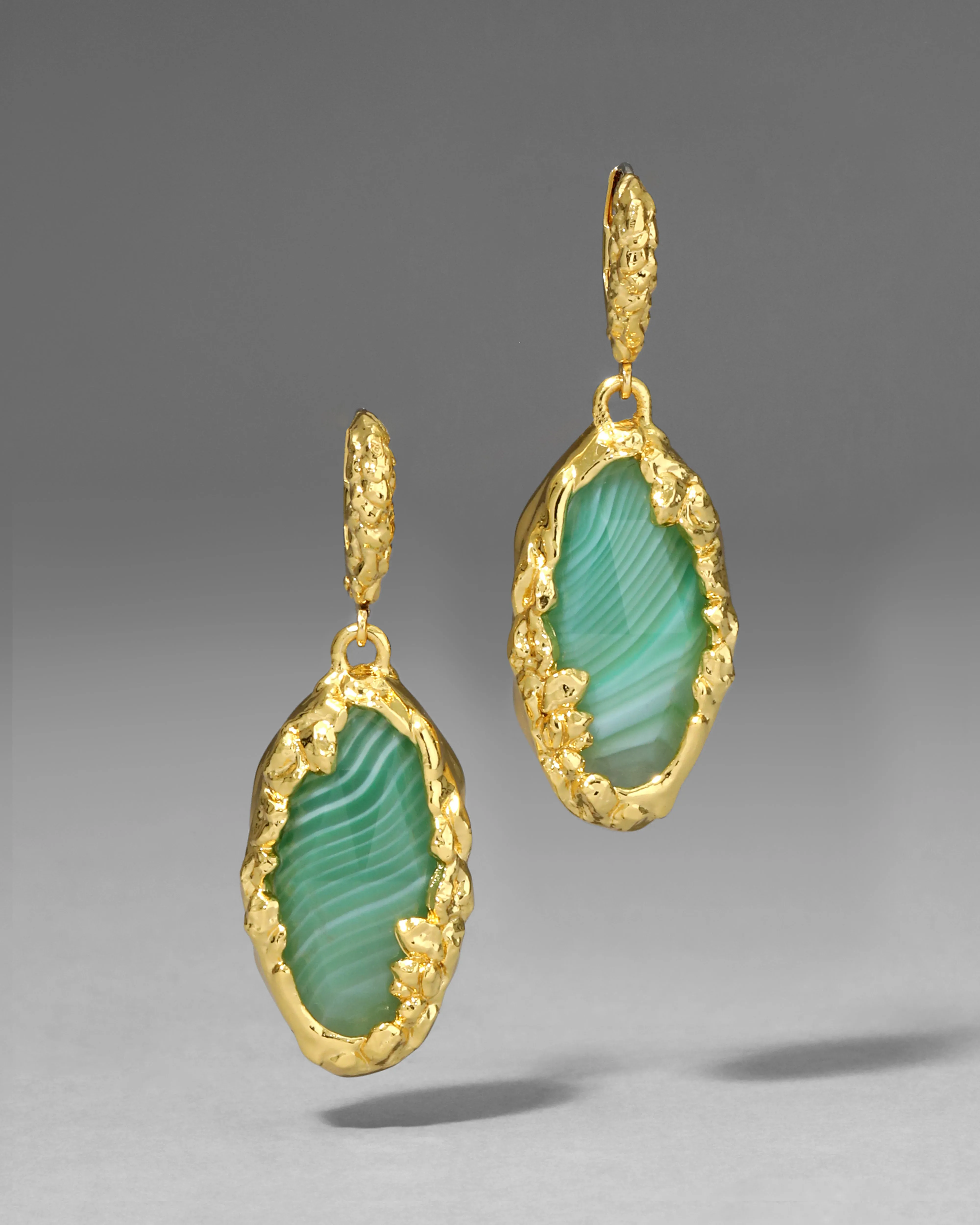 Brut Gold Green Agate Leverback Earring sold by Alexis Bittar