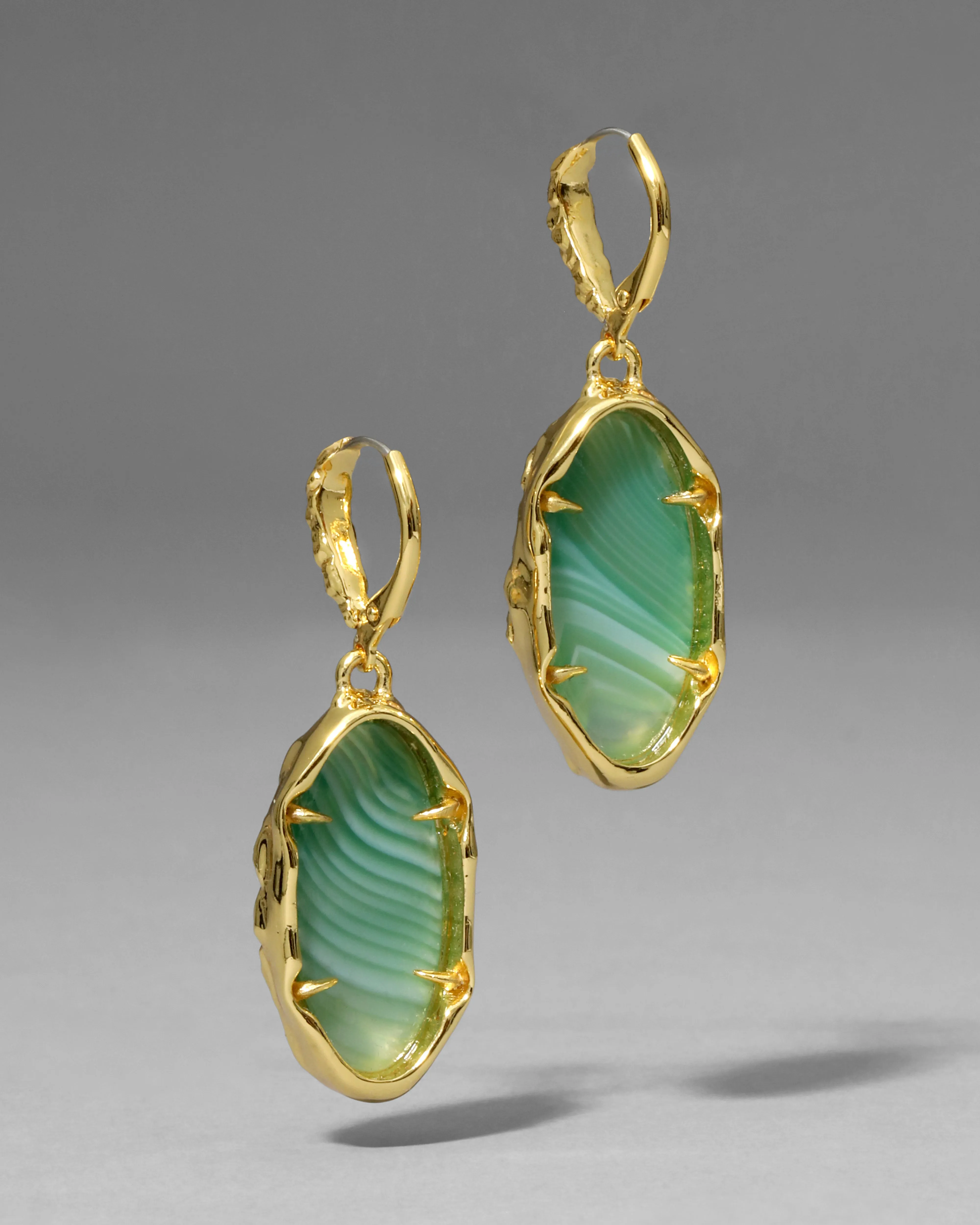 Brut Gold Green Agate Leverback Earring sold by Alexis Bittar product image thumbnail 4