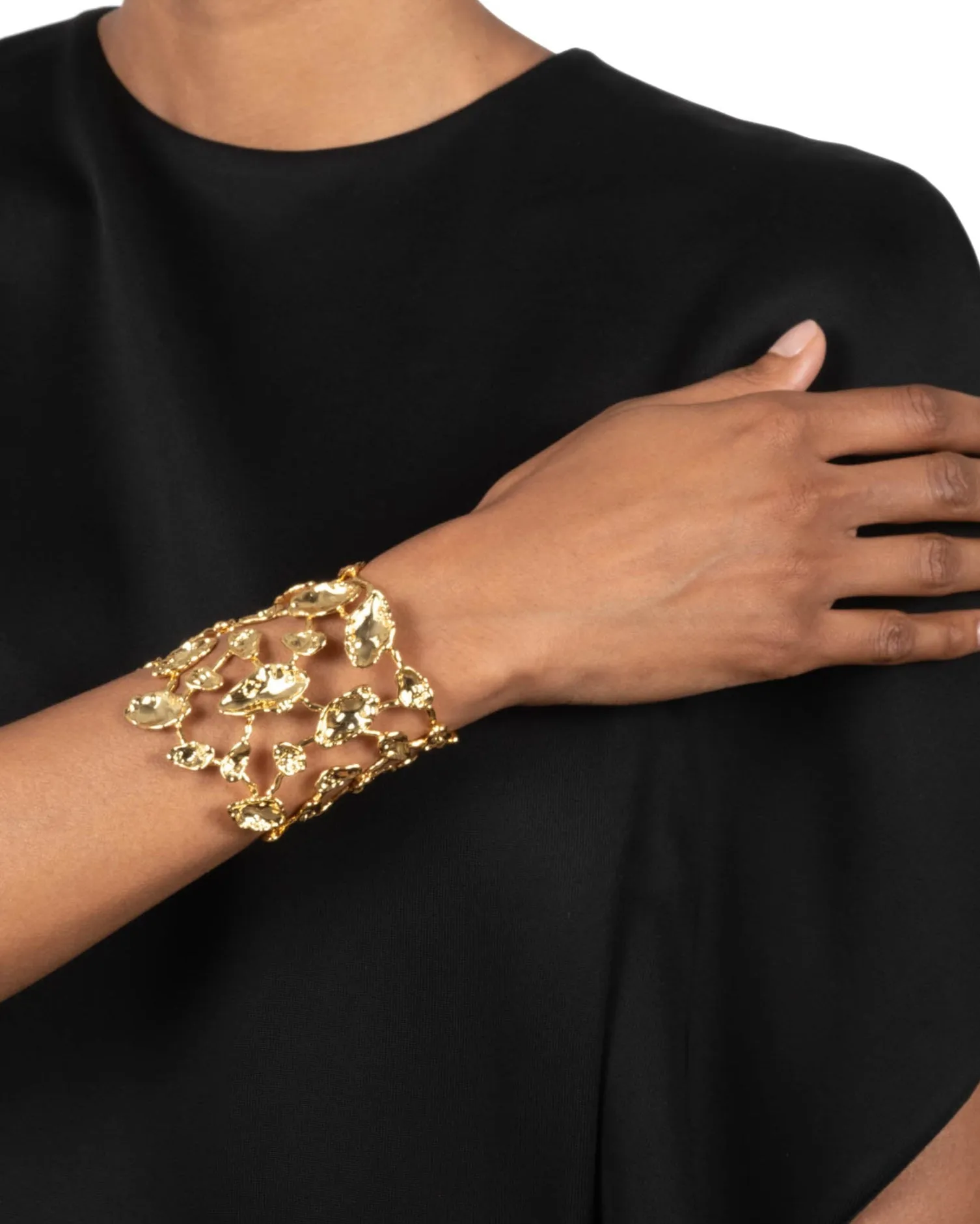 Brut Gold Mosaic Wide Cuff Bracelet sold by Alexis Bittar product image thumbnail 2