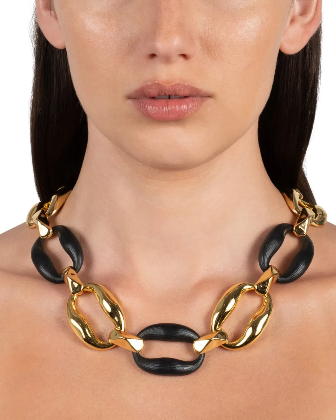 Lucite Gold Link Necklace- Black sold by Alexis Bittar product image thumbnail 2
