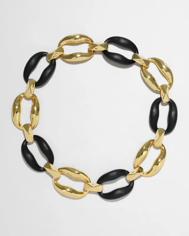 Lucite Gold Link Necklace- Black sold by Alexis Bittar