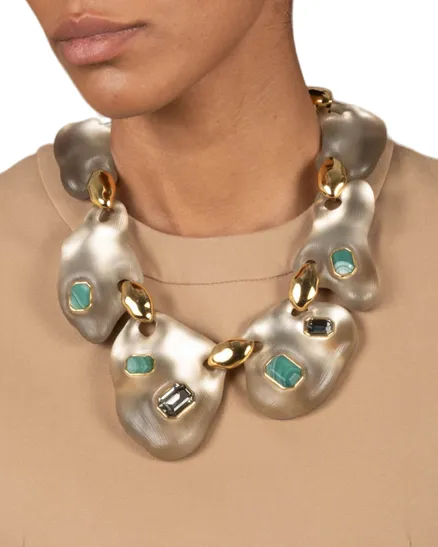 Lucite Jeweled Pebble Necklace- Warm Grey sold by Alexis Bittar product image thumbnail 5