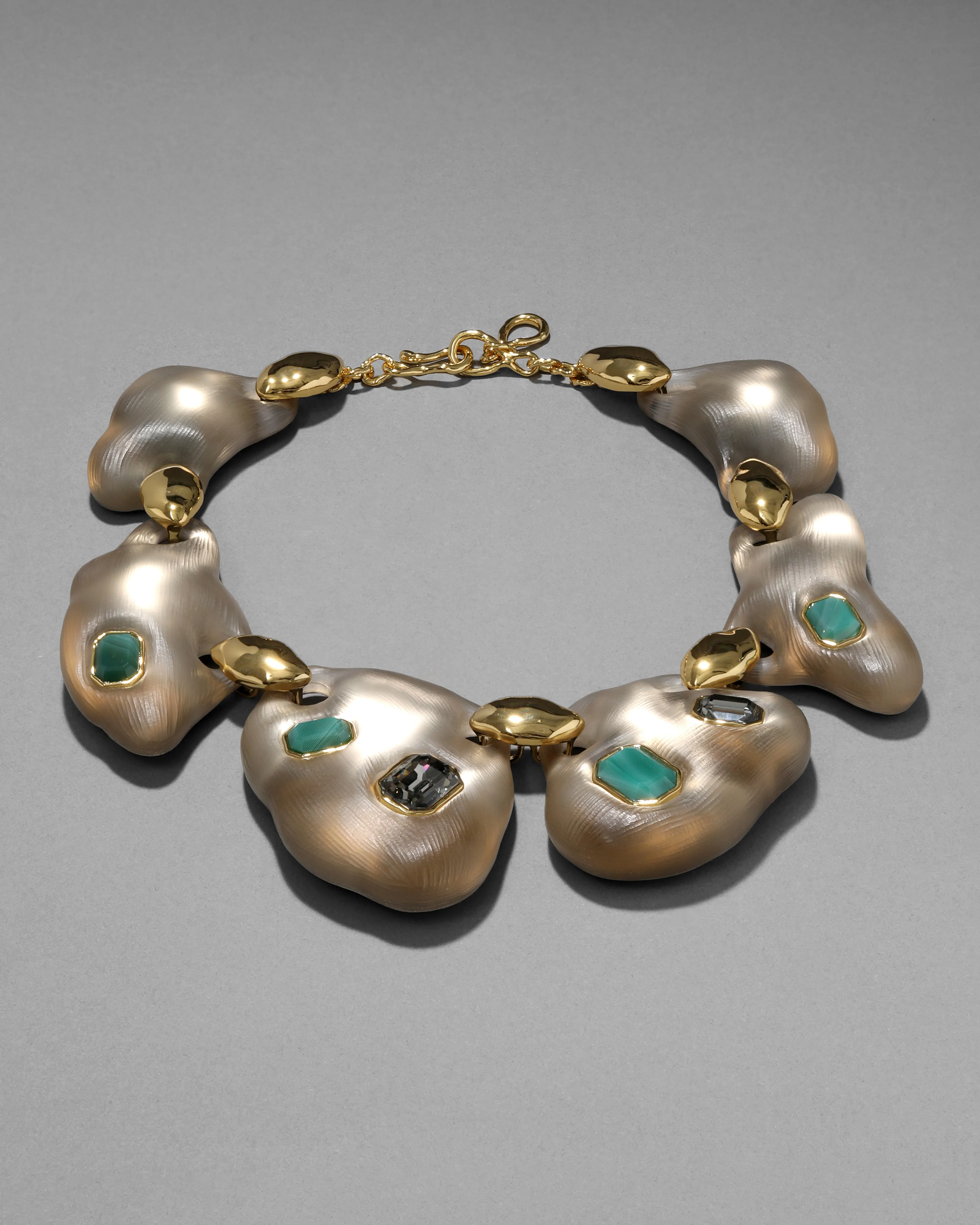 Lucite Jeweled Pebble Necklace- Warm Grey sold by Alexis Bittar product image thumbnail 3