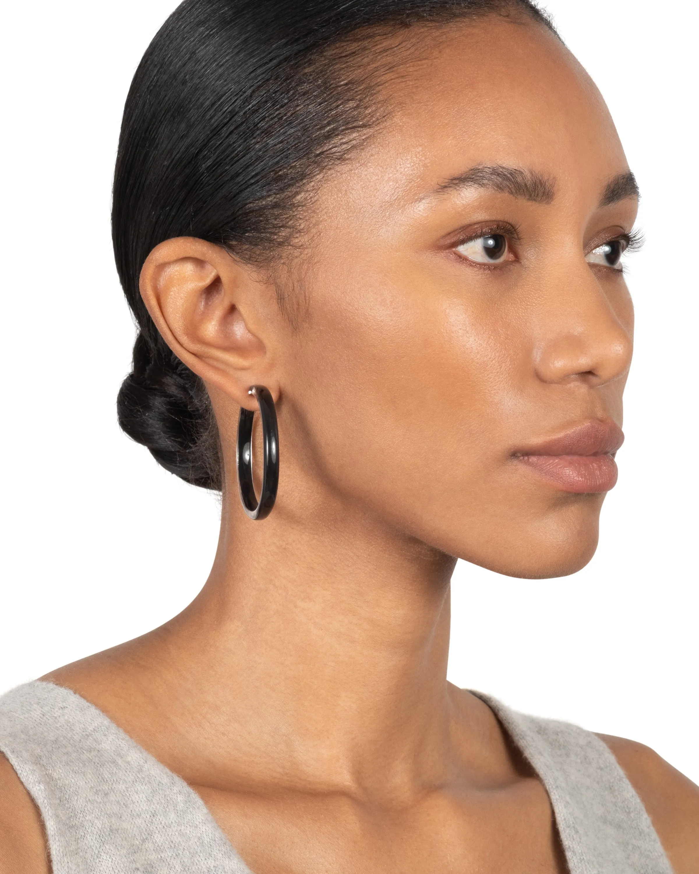 Skinny Lucite Hoop Earring- Onyx sold by Alexis Bittar product image thumbnail 2